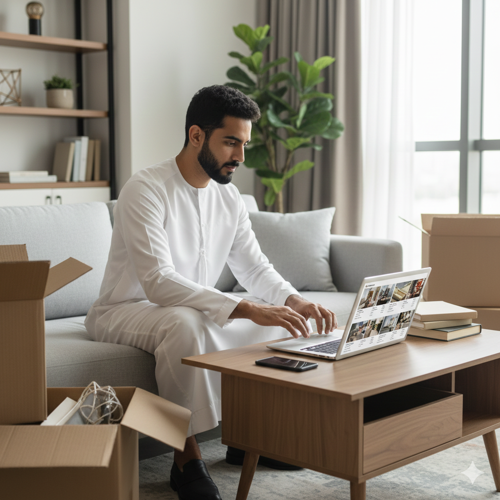 Young Saudi professional searching for rental apartment