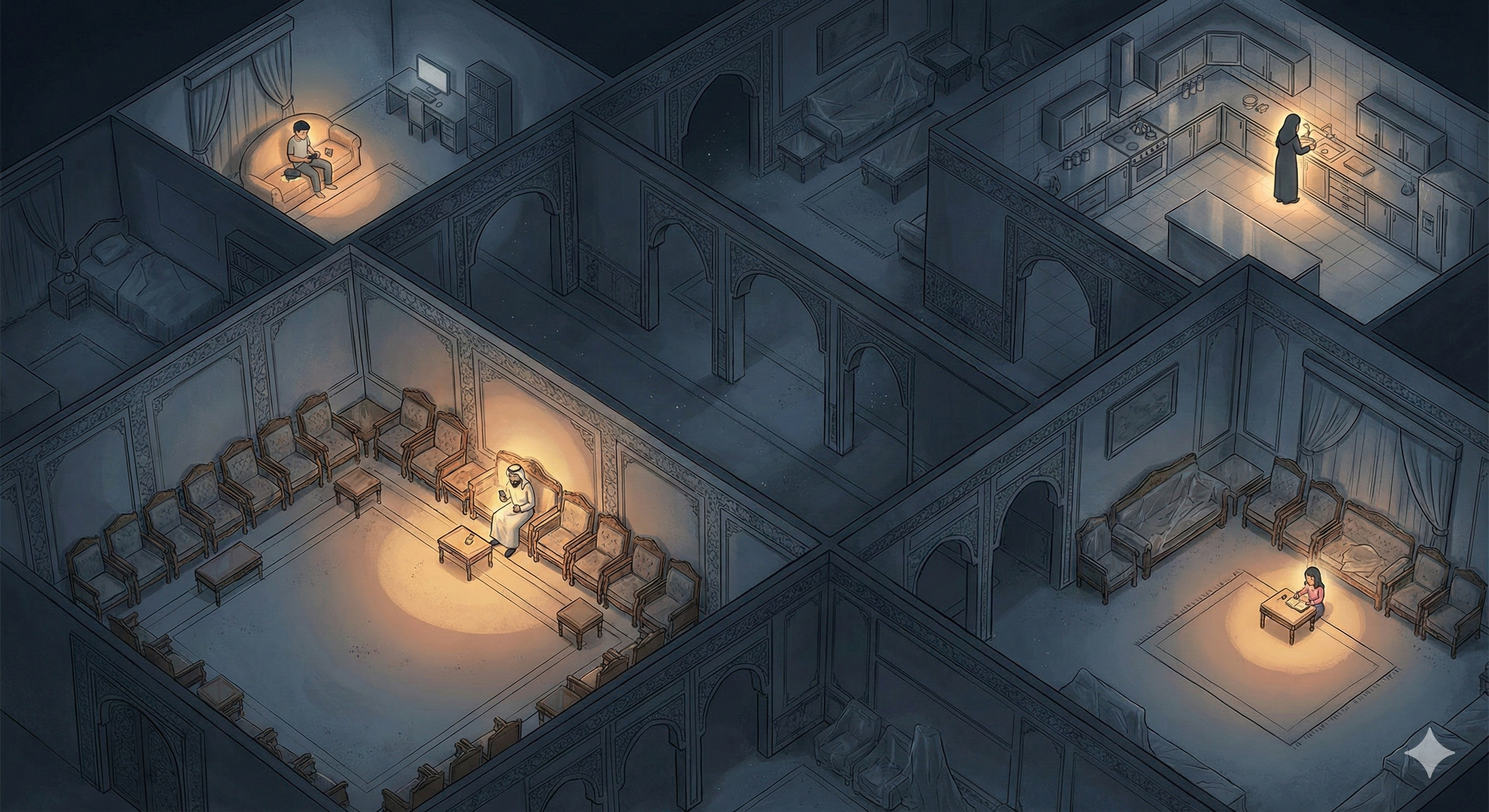 جزر العزلة: كل فرد من الأسرة في جناحه المنفصل داخل البيت الكبير