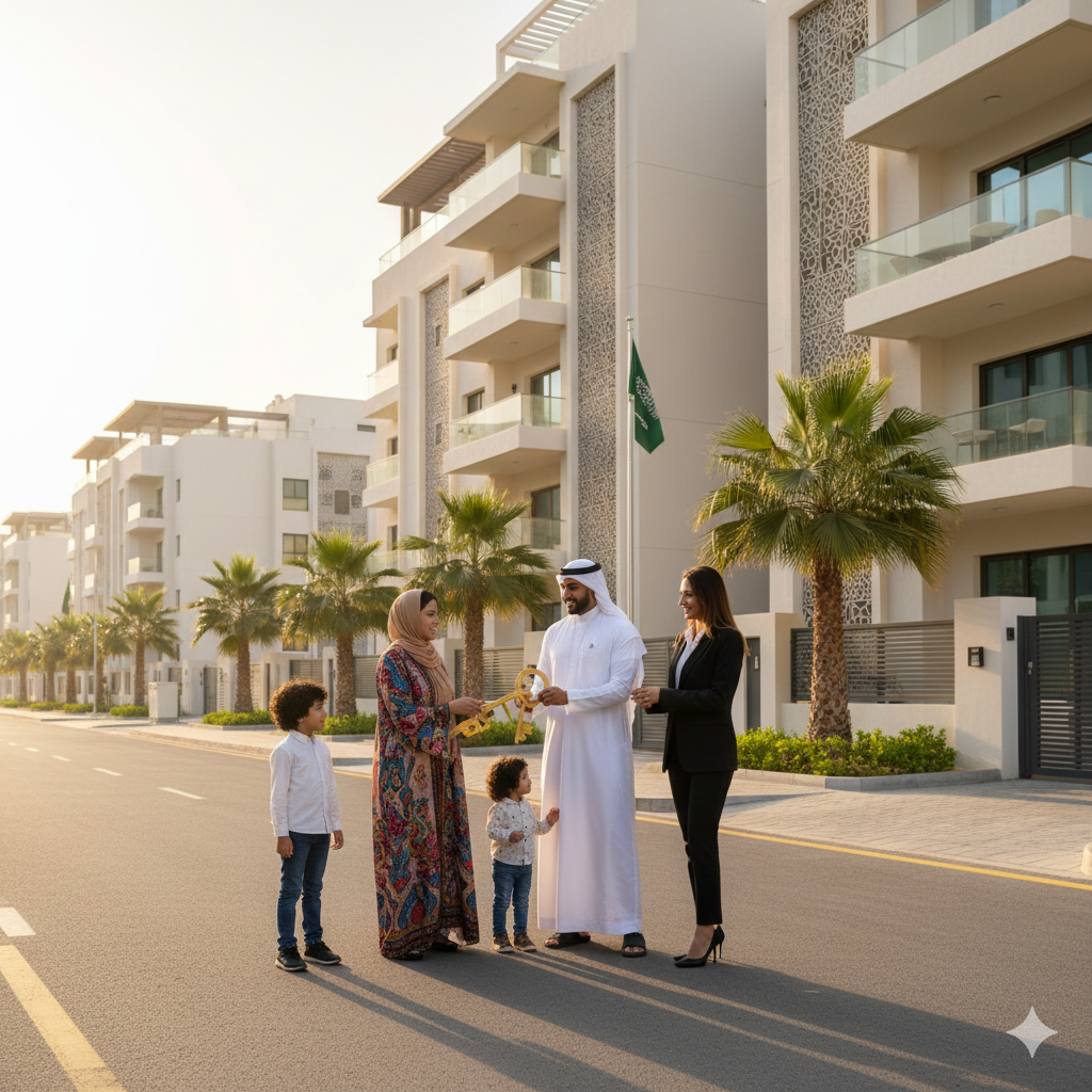 عائلة سعودية تستلم مفاتيح شقتها الجديدة