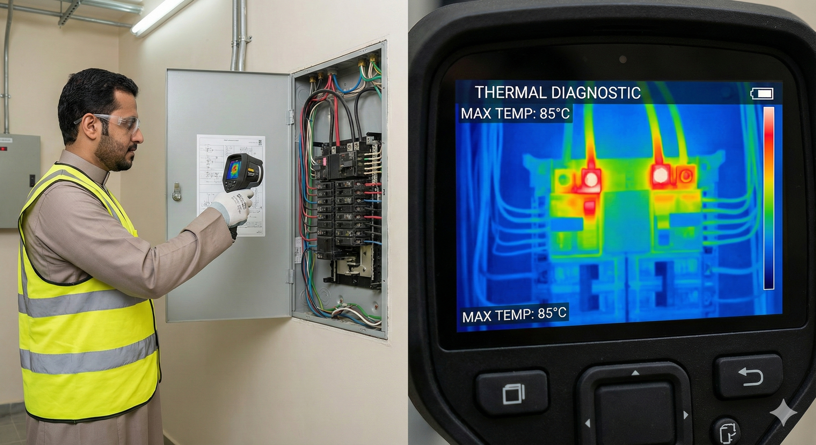Electrical panel inspection with thermal camera to detect hotspots