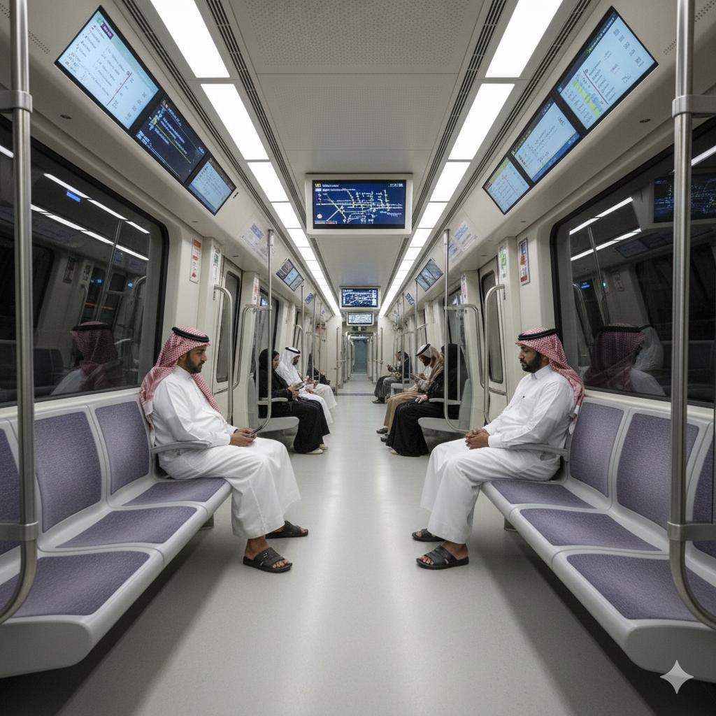 Inside Riyadh Metro train car