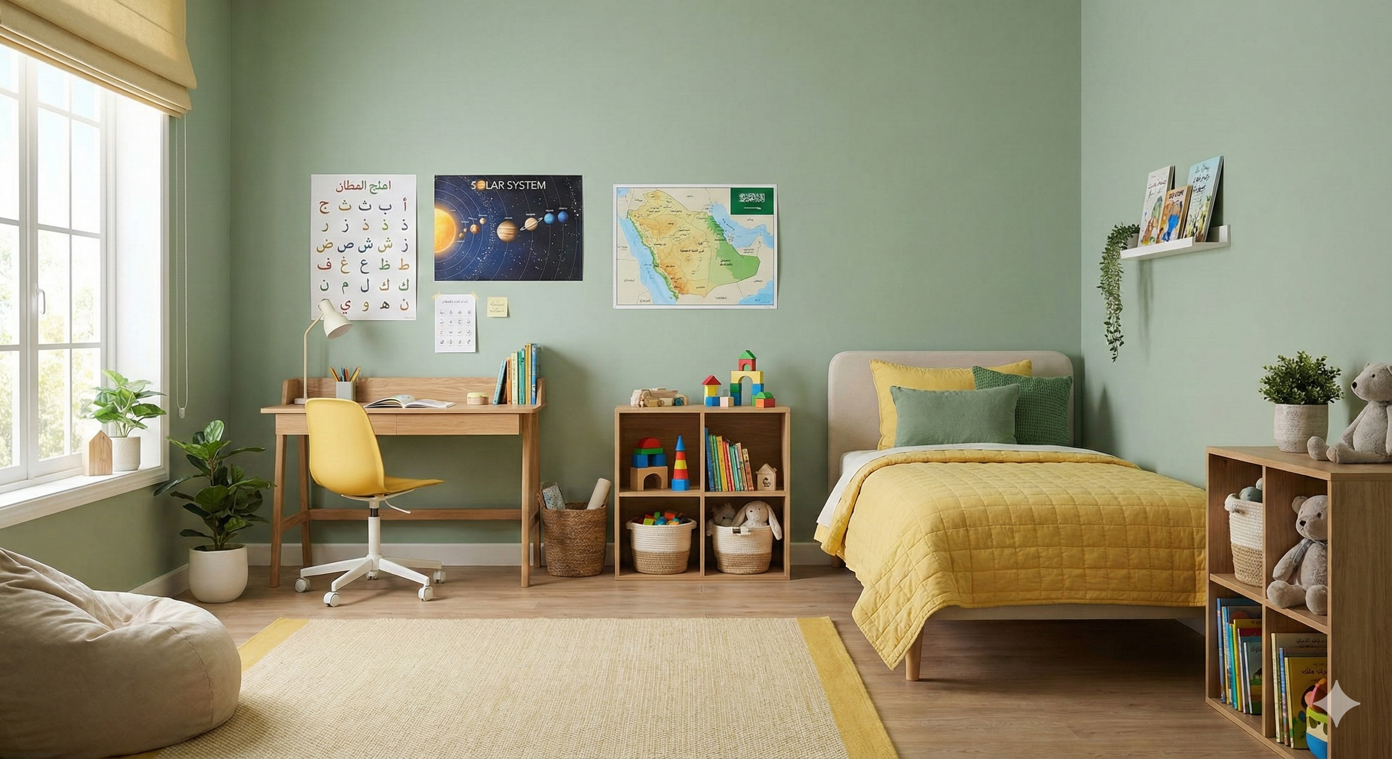Child's room with colors that stimulate focus and creativity
