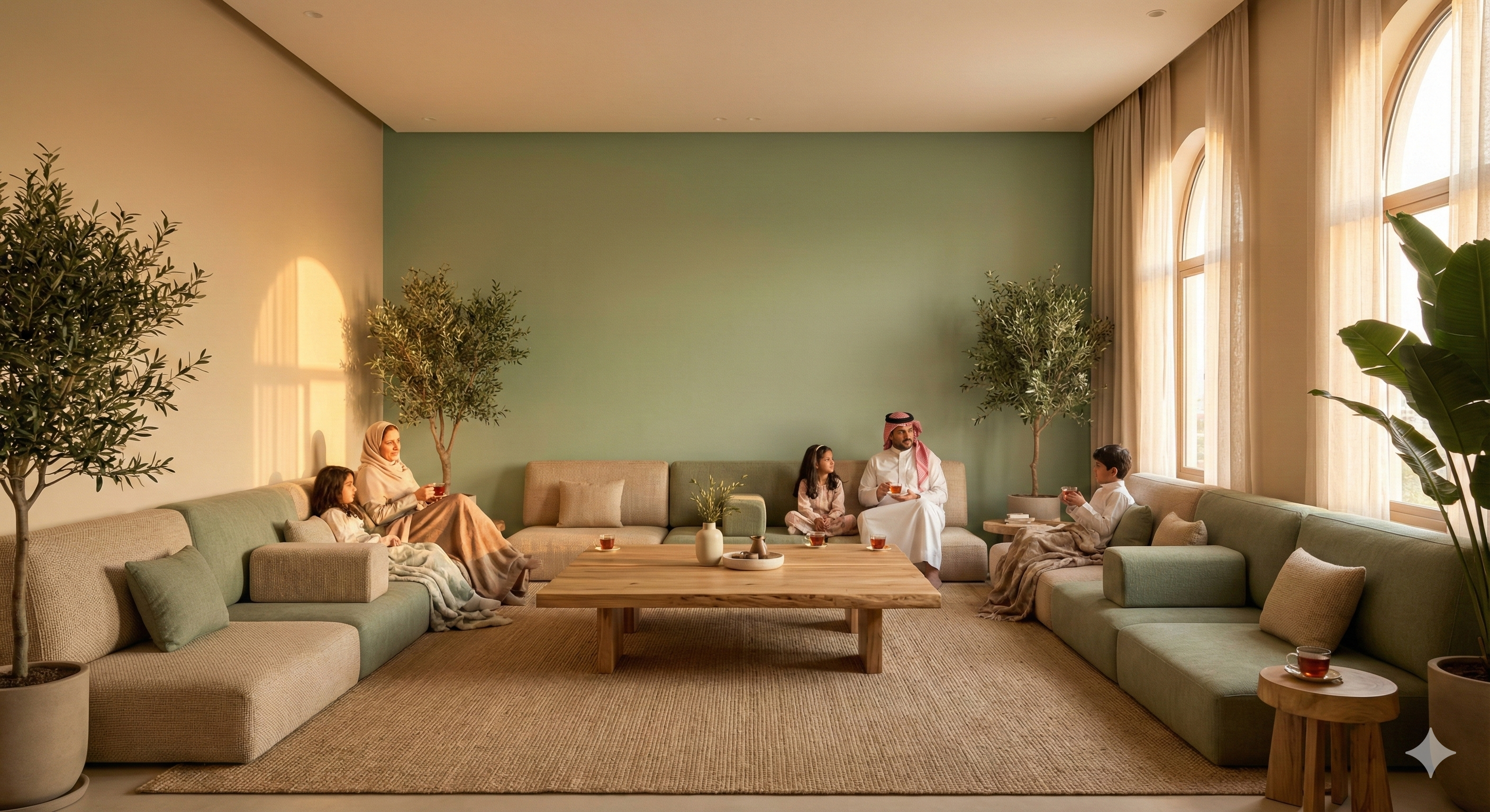 Family living room with warm comfortable colors