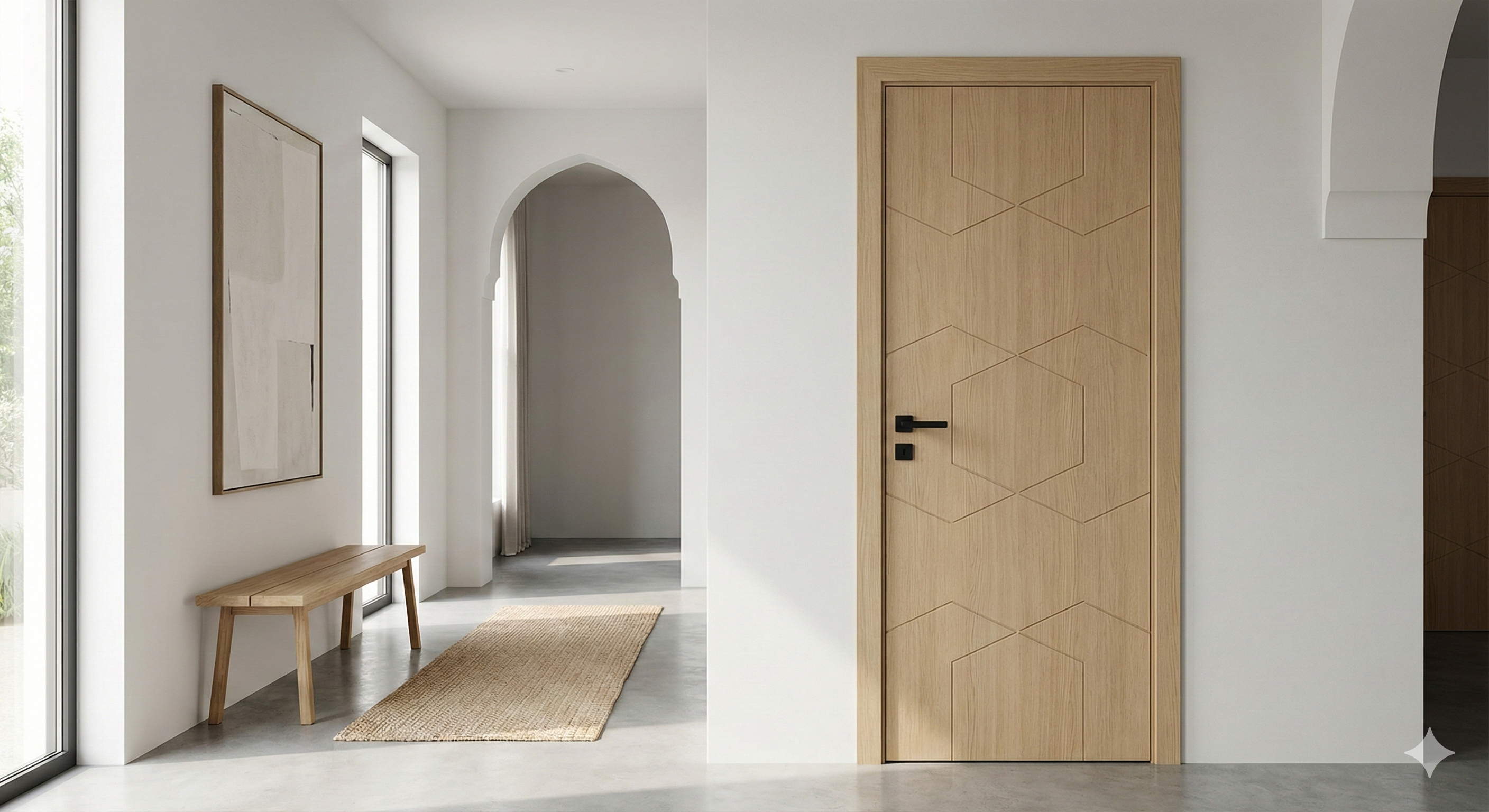 Modern wooden door with stylish contemporary design