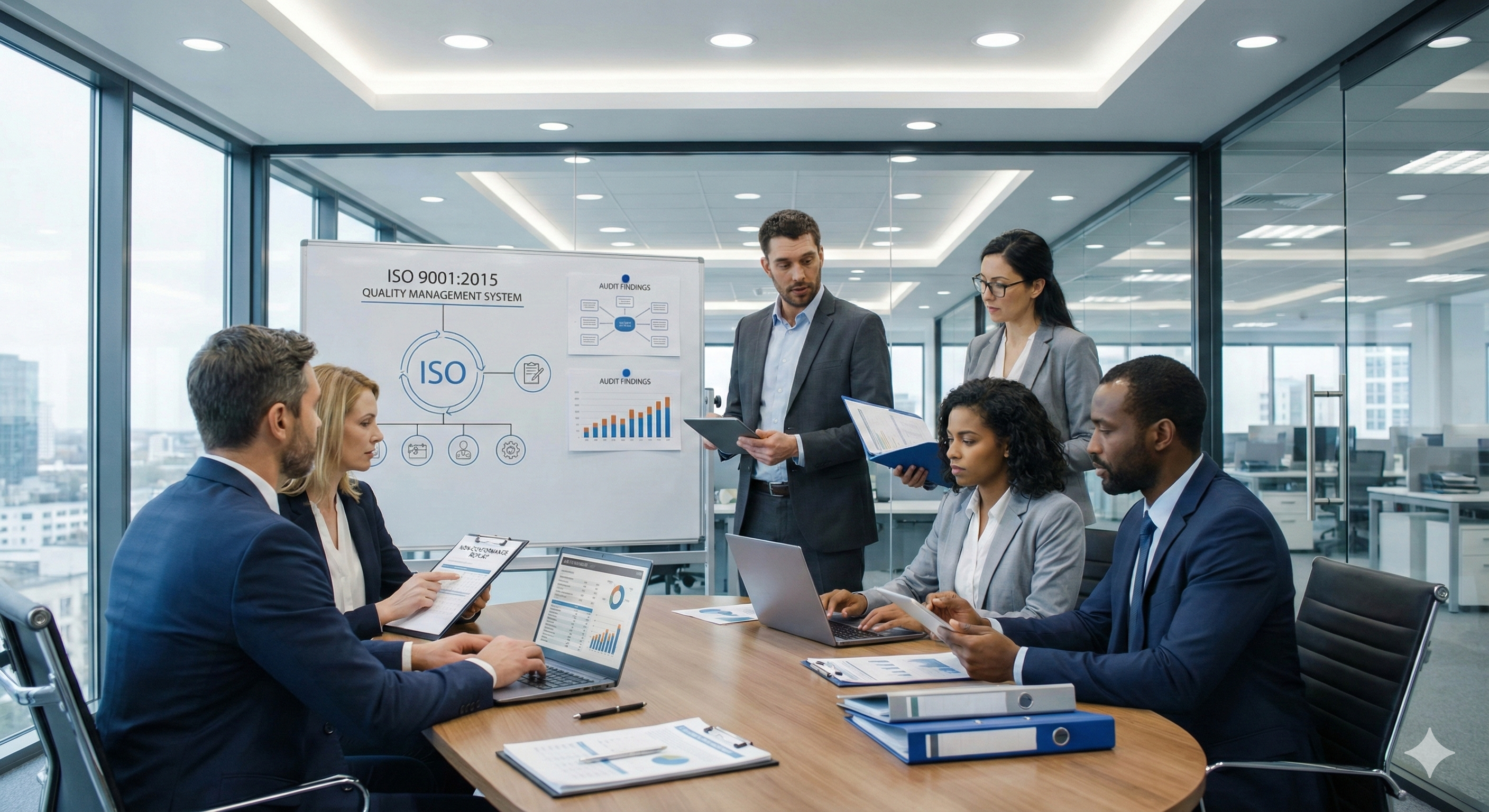 Work team in quality audit meeting