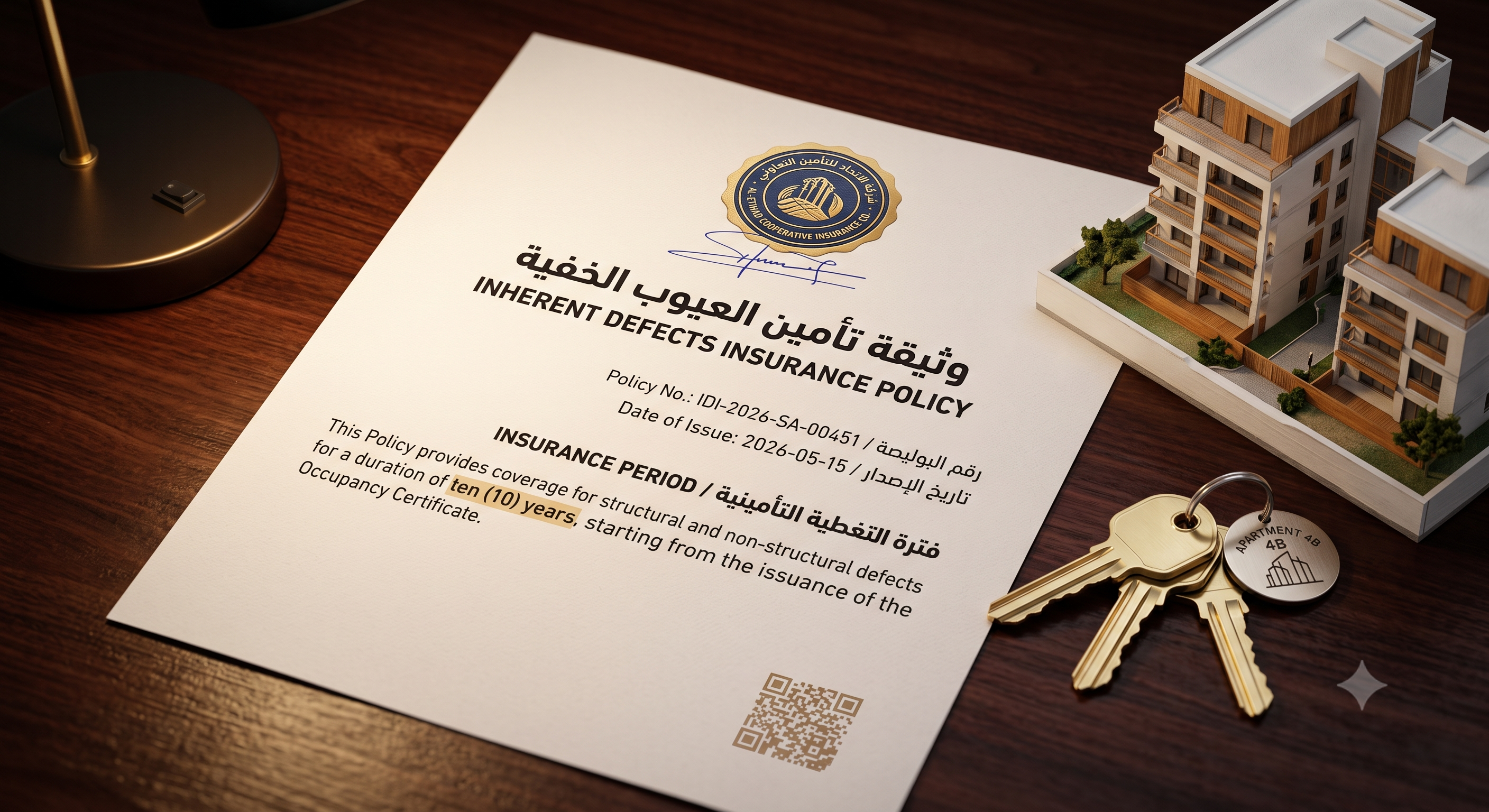 The inherent defects insurance policy with new apartment keys