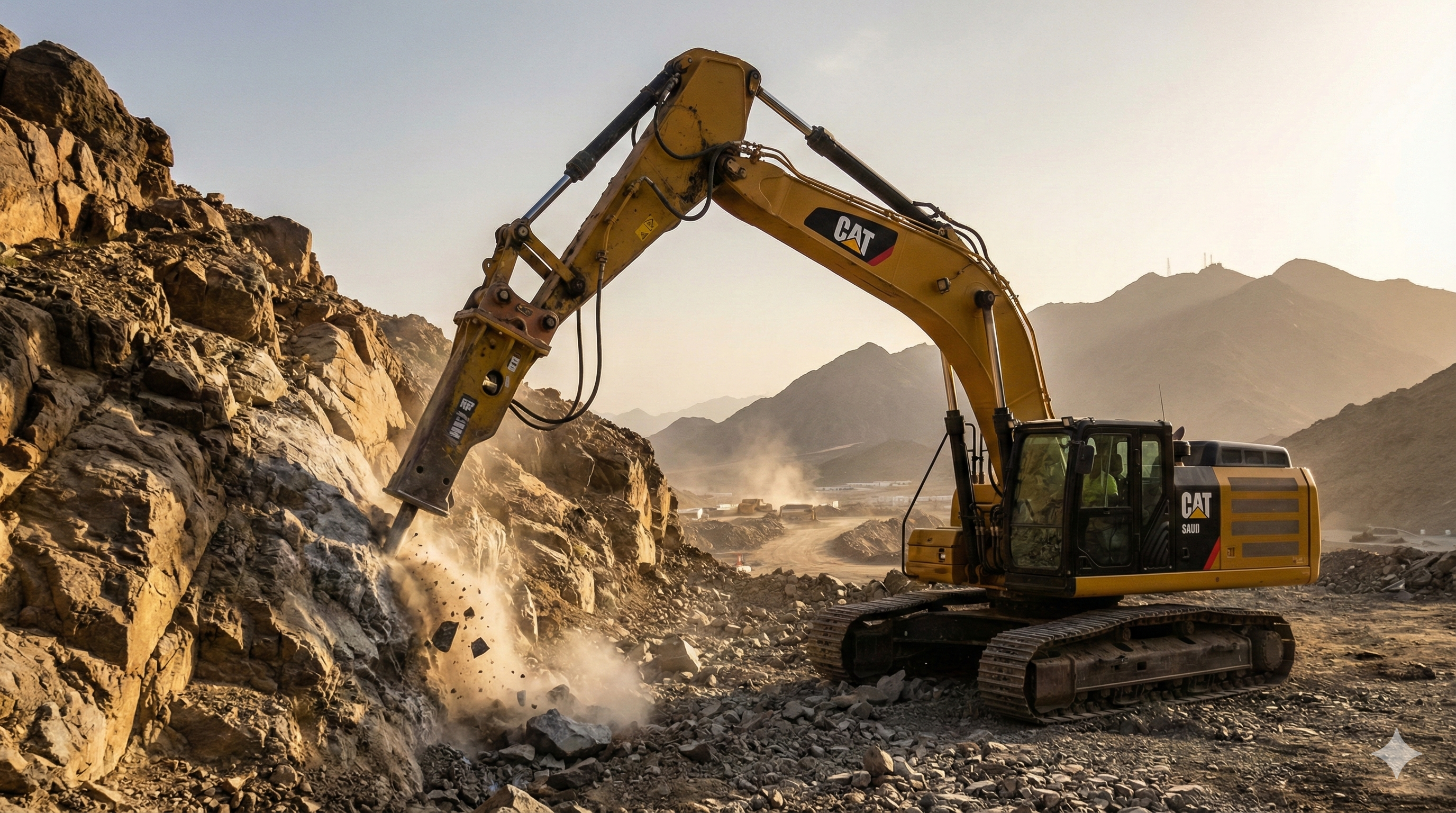 Excavation equipment on rocky terrain