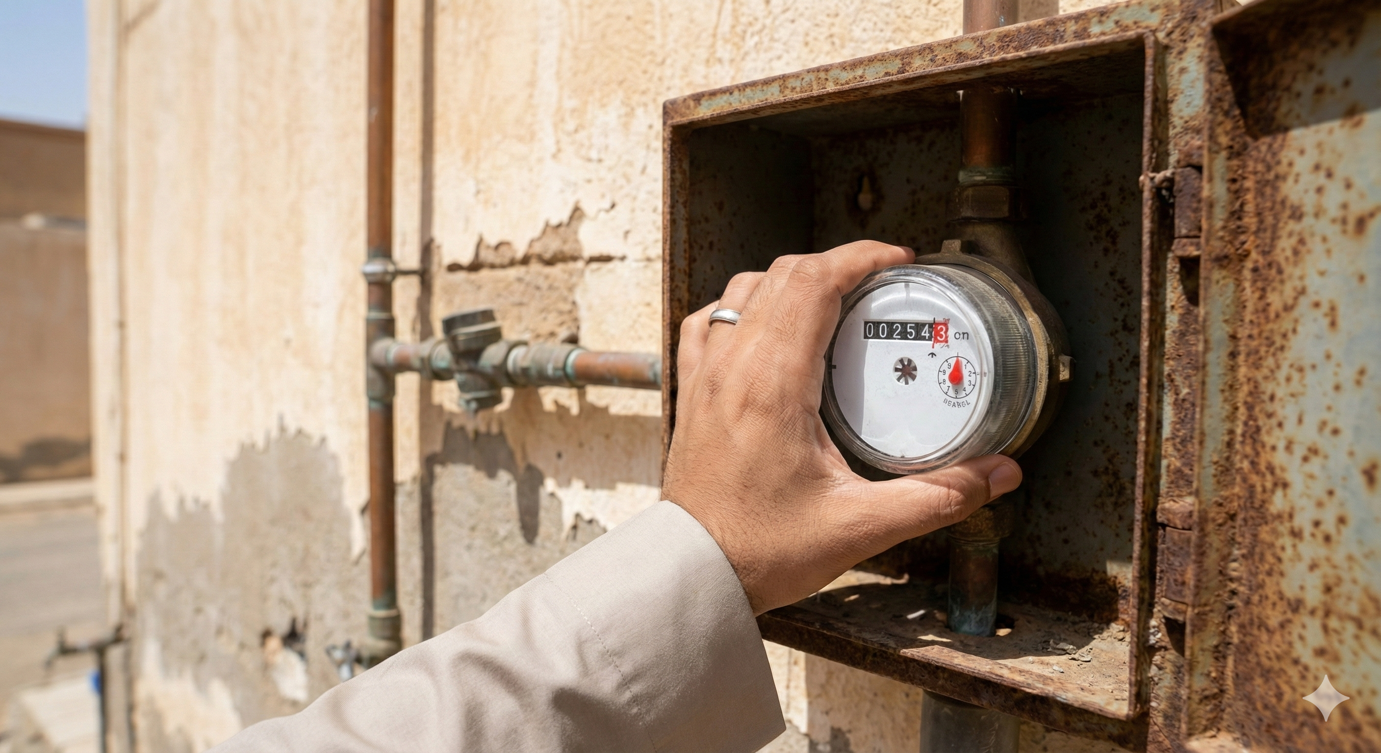 فحص عداد المياه لاكتشاف التسربات