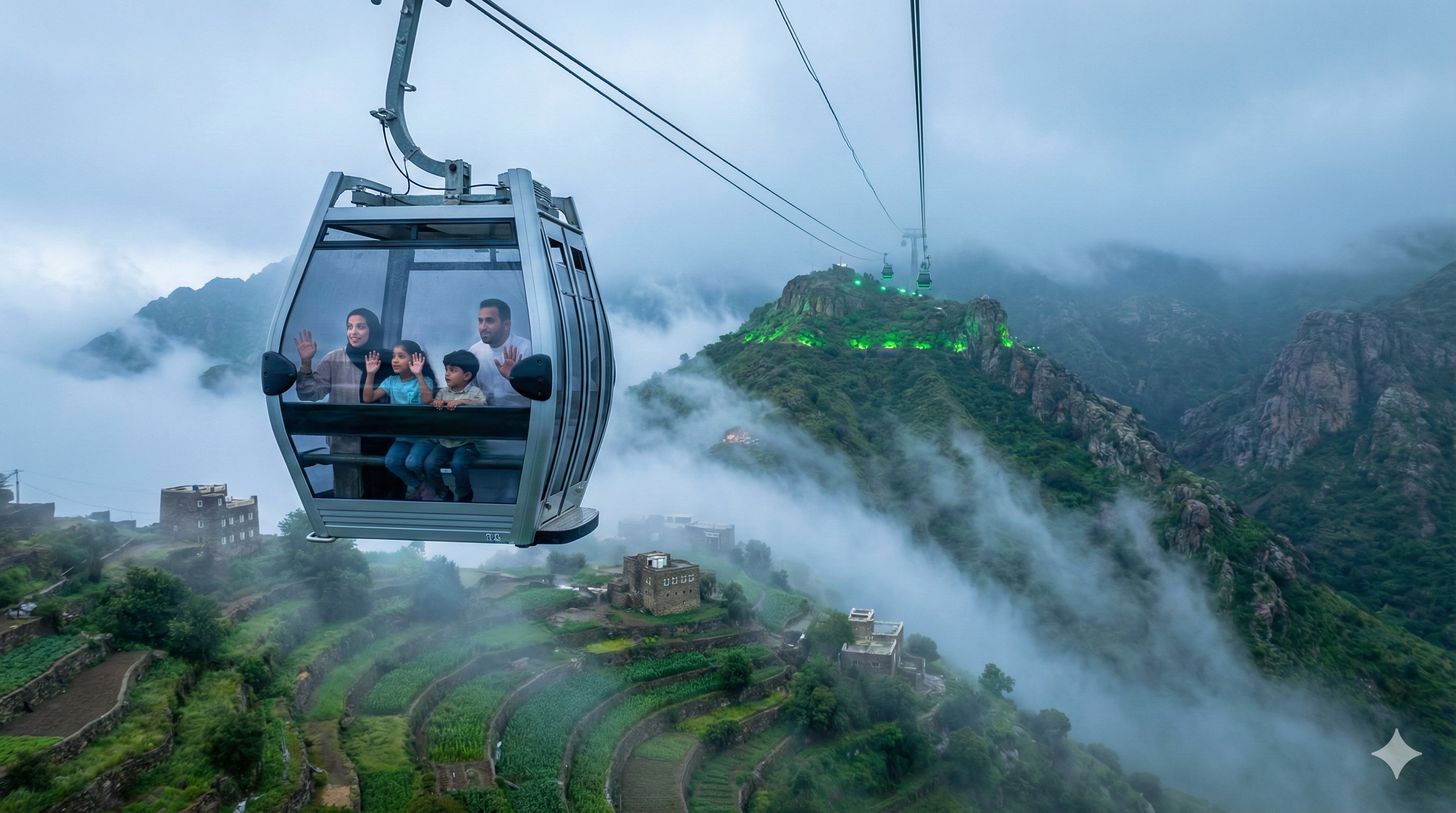 Abha Cable Car over the green Asir mountains
