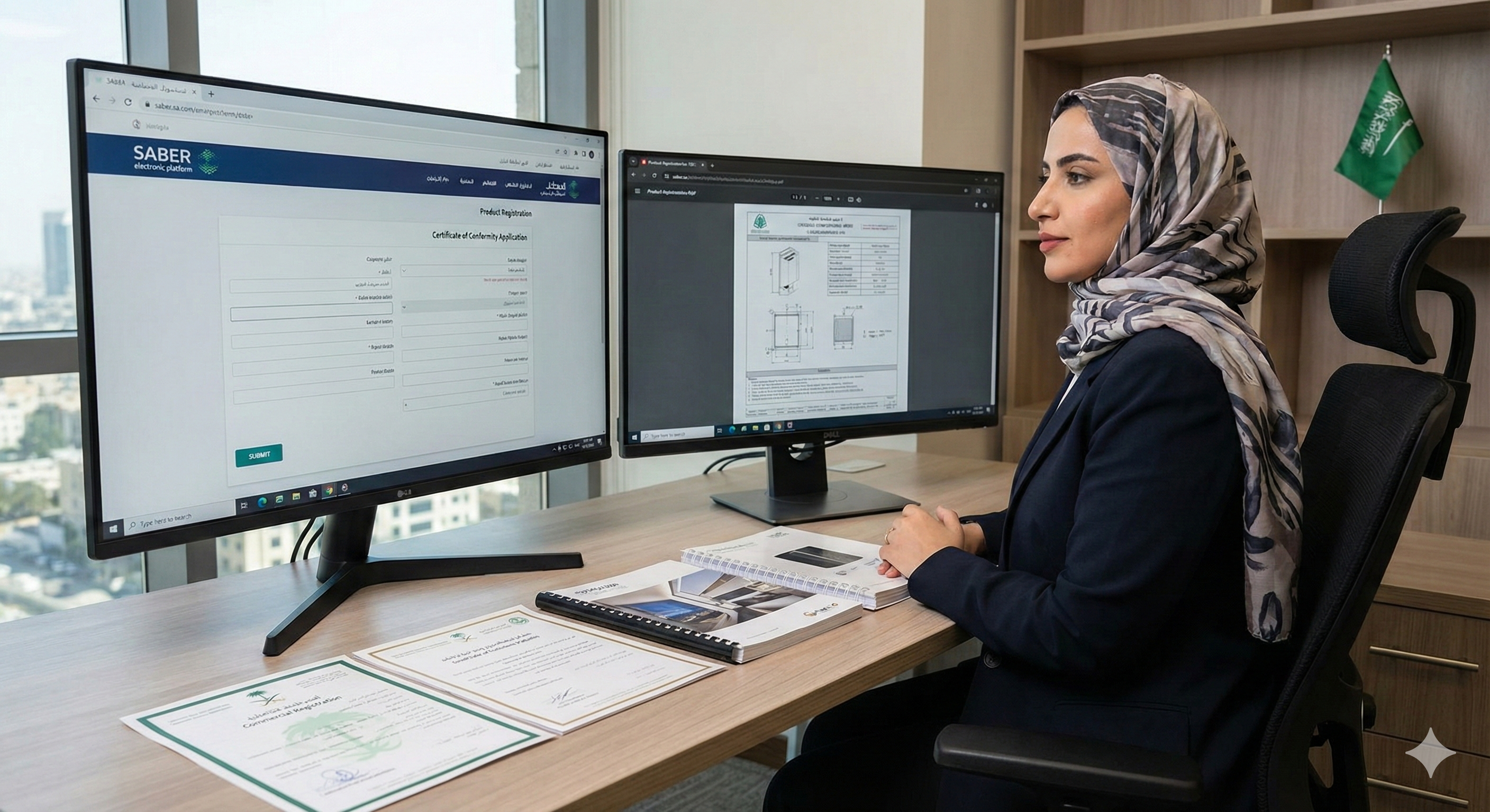 التسجيل في منصة سابر للحصول على شهادة المطابقة