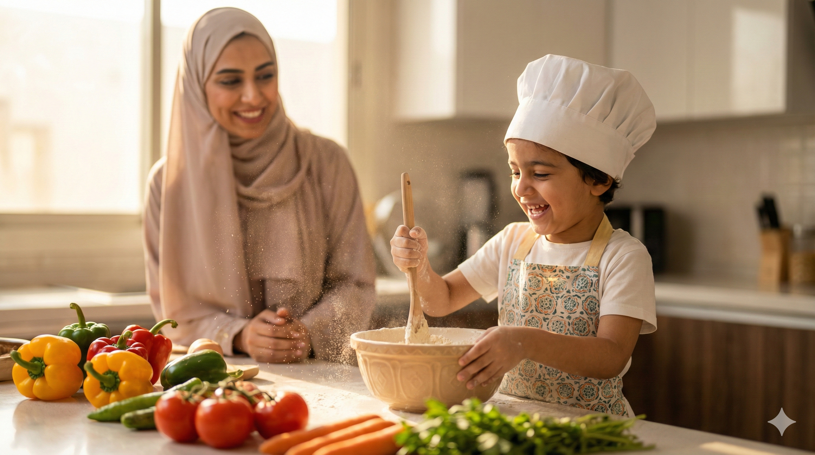 Child helping with cooking