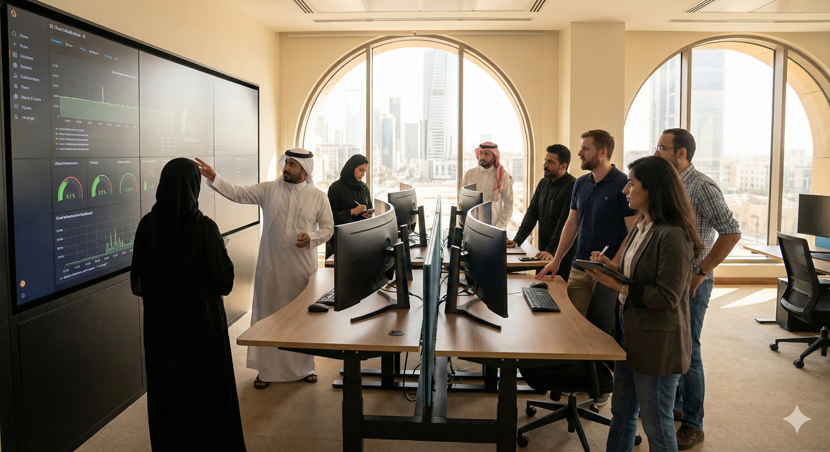 فريق IT يعمل في بيئة تقنية حديثة