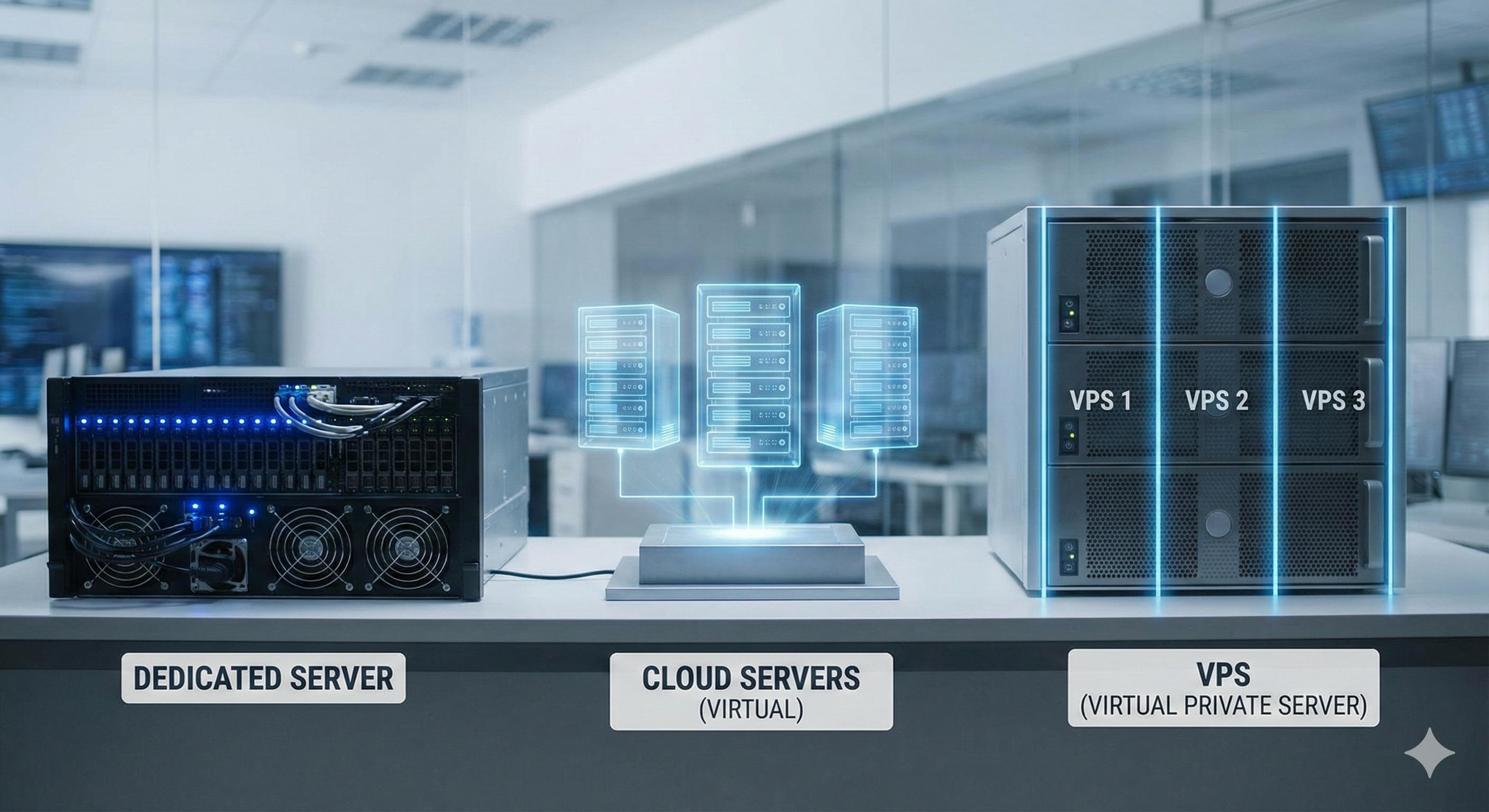 مقارنة أنواع السيرفرات - فيزيائي وافتراضي وسحابي