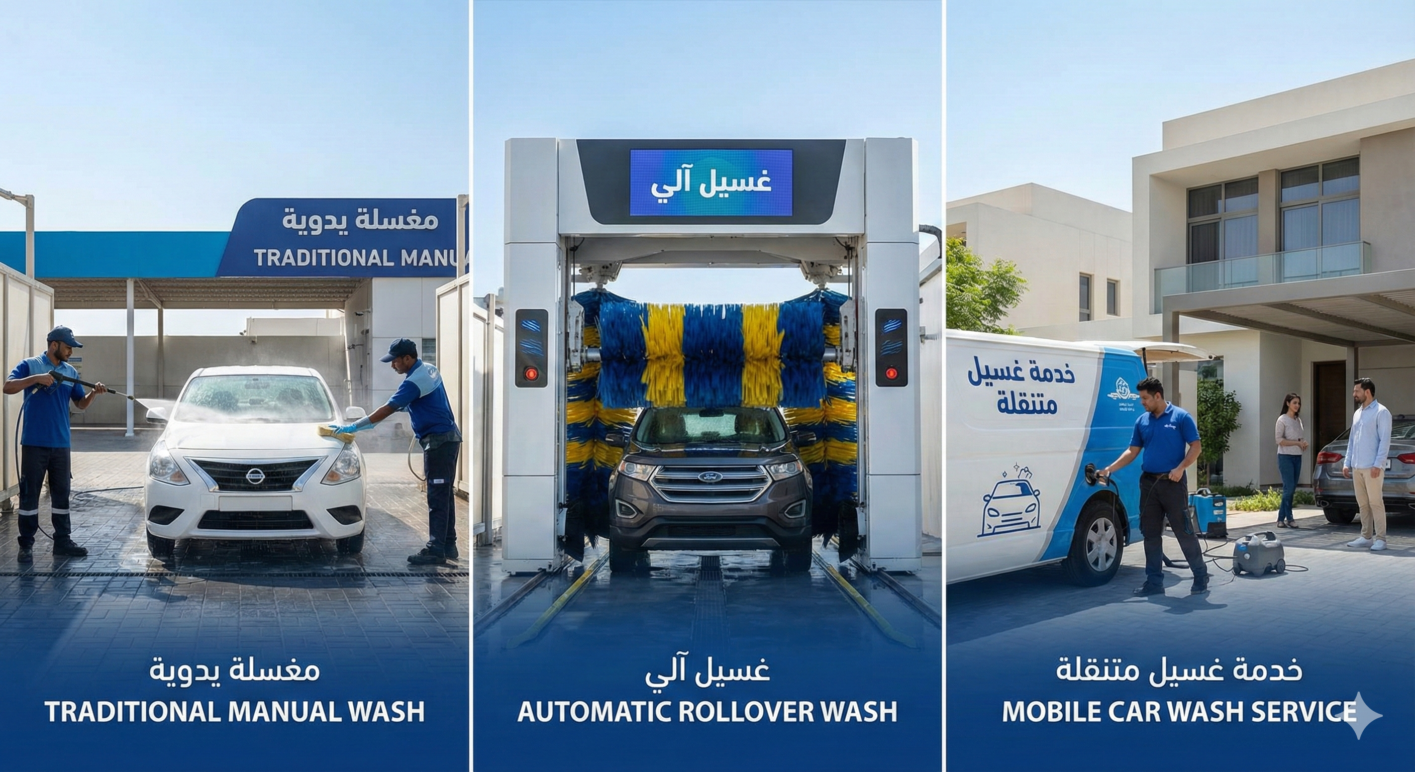 أنواع مغاسل السيارات المختلفة