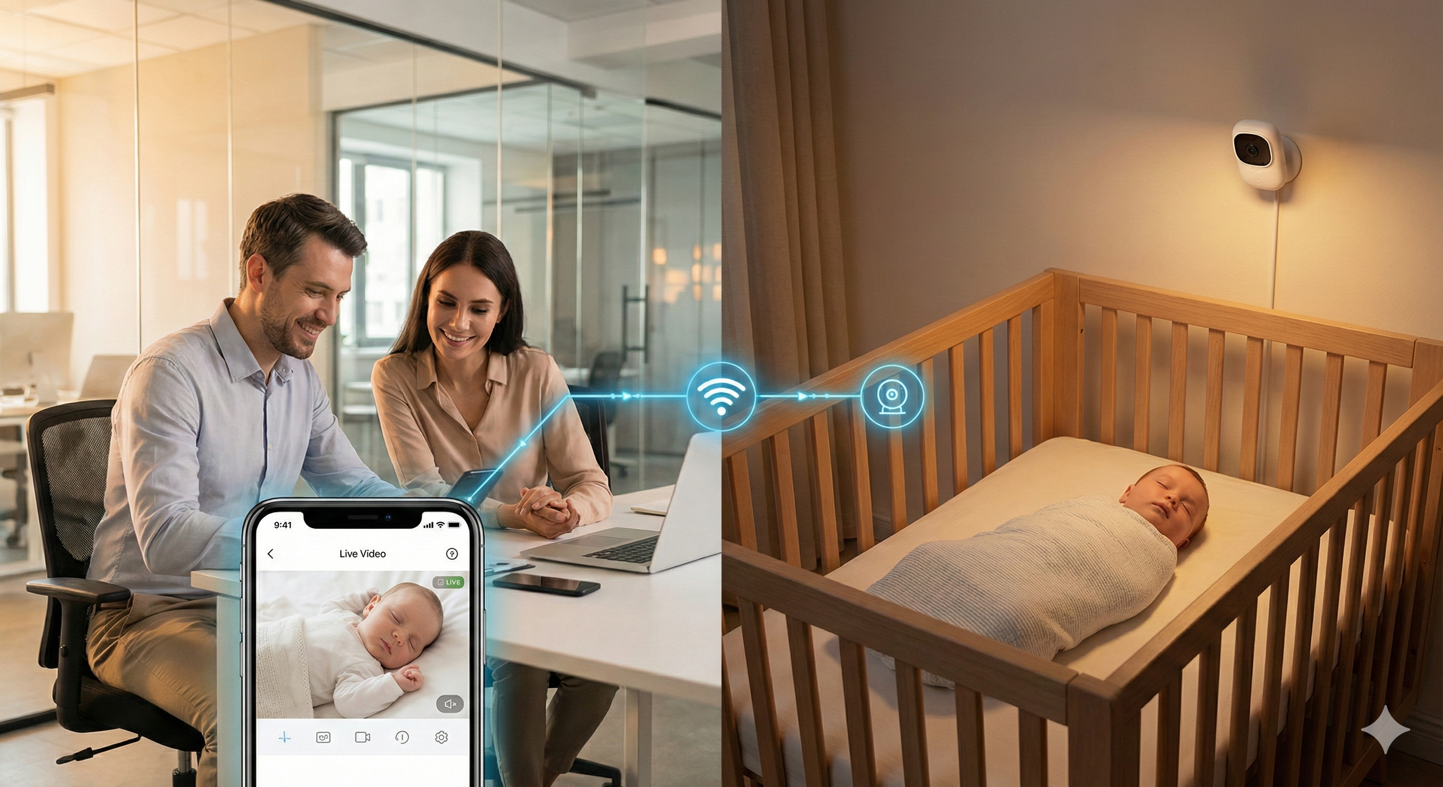 مراقبة الطفل عن بعد من العمل