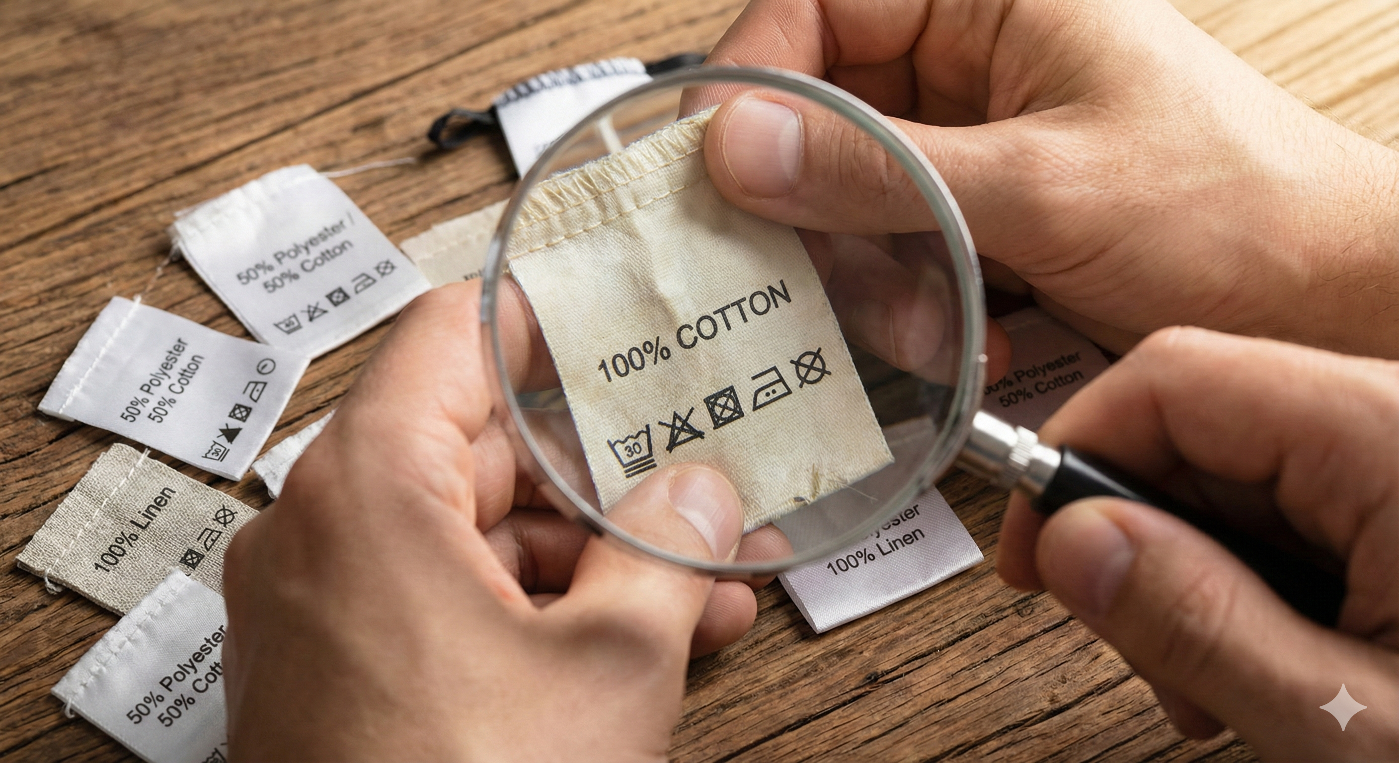 قراءة ملصقات الملابس ونسب القماش