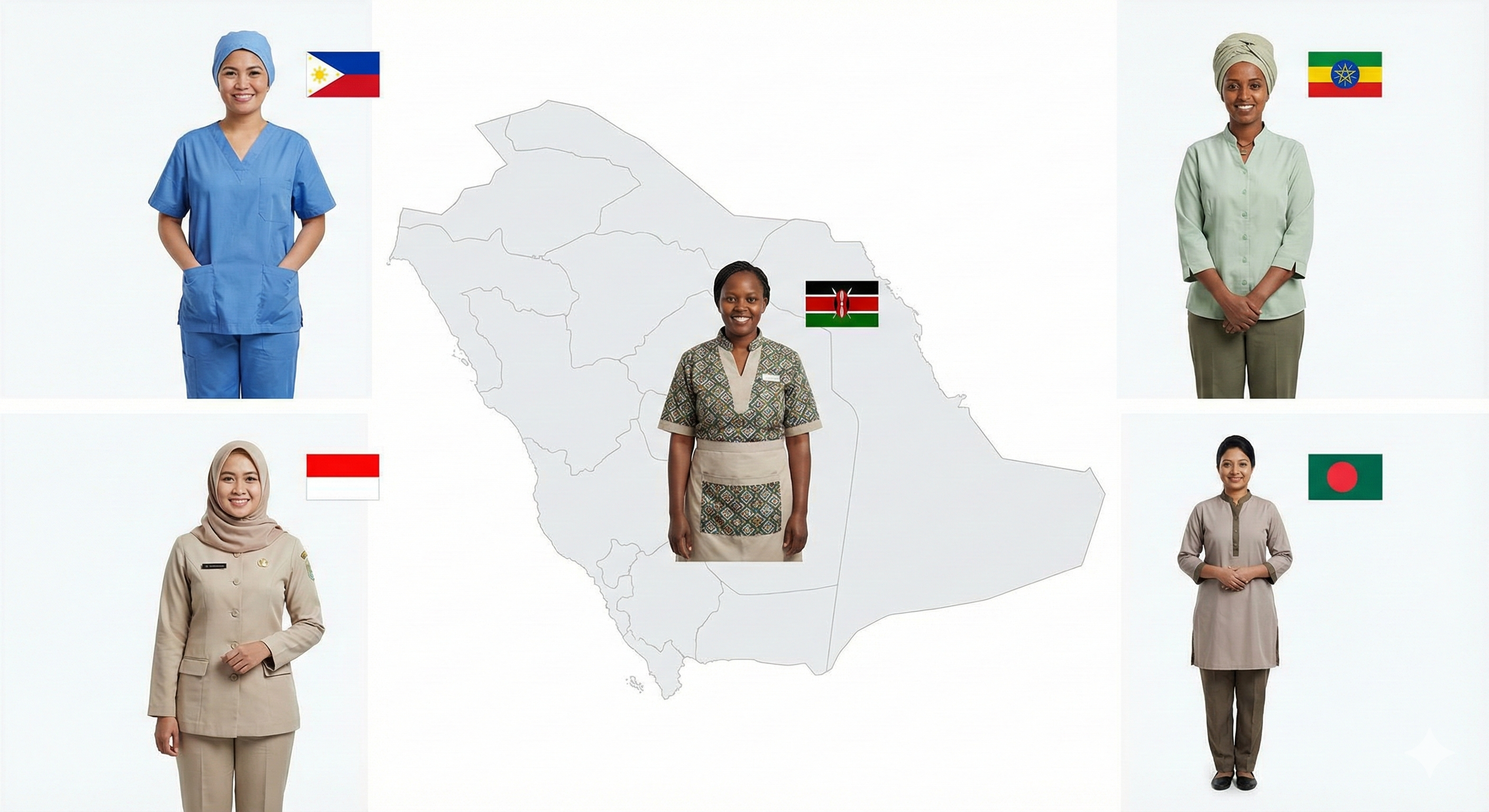 الجنسيات المتاحة لاستقدام العمالة المنزلية