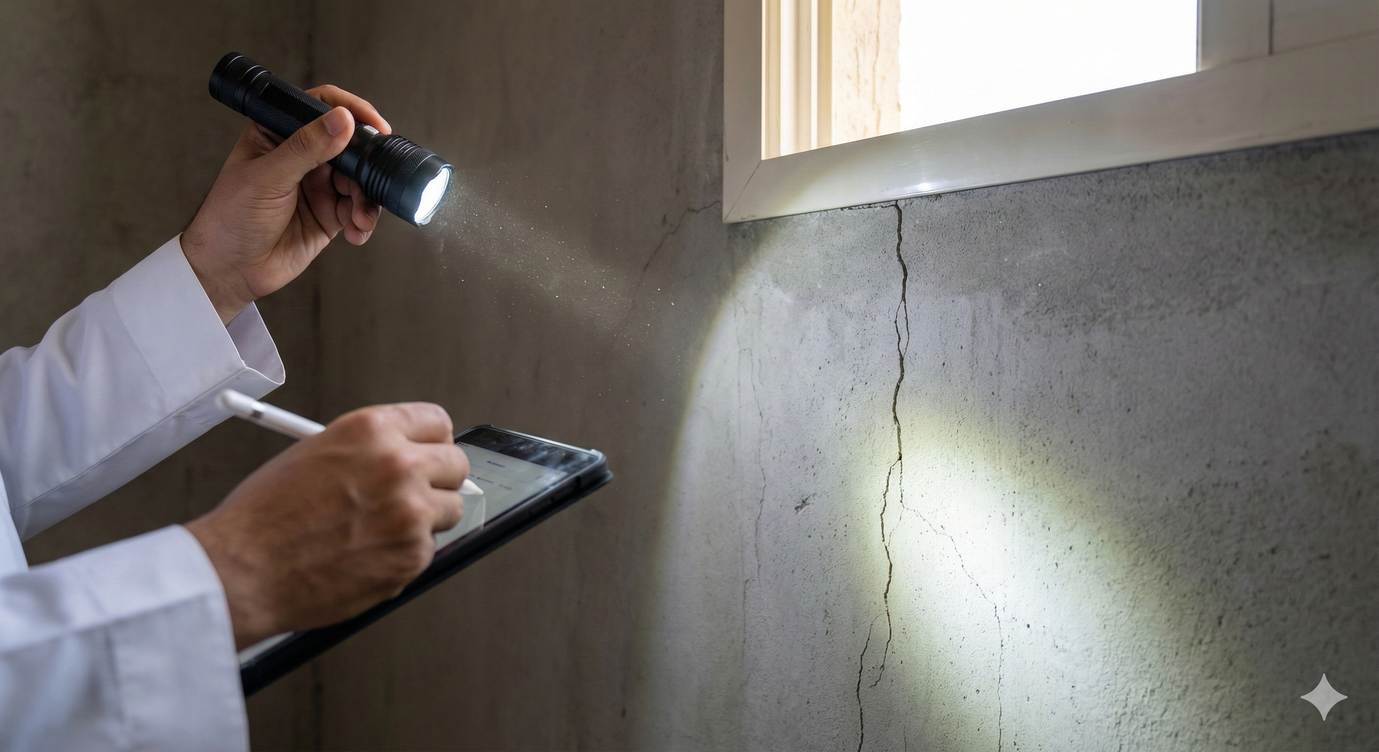 فحص شقوق الجدران والأساسات