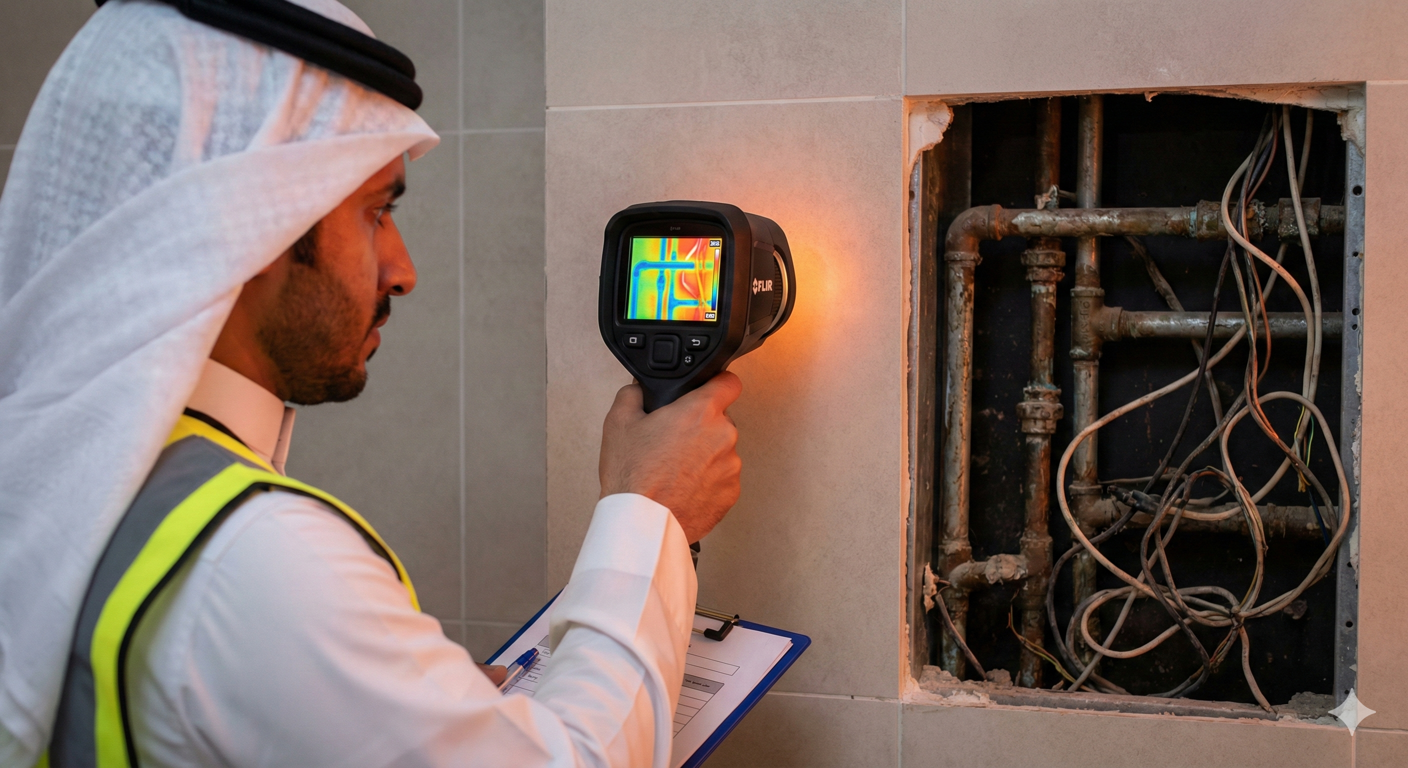 فحص السباكة والكهرباء في العقار