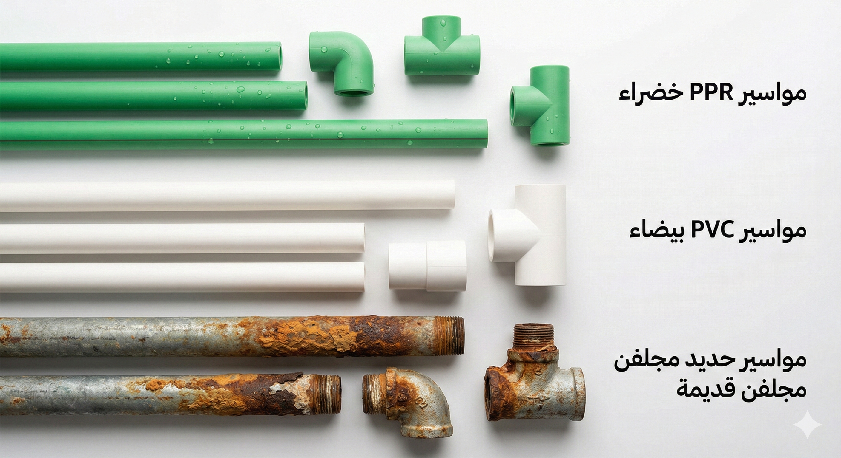 Types of plumbing pipes PPR PVC Iron