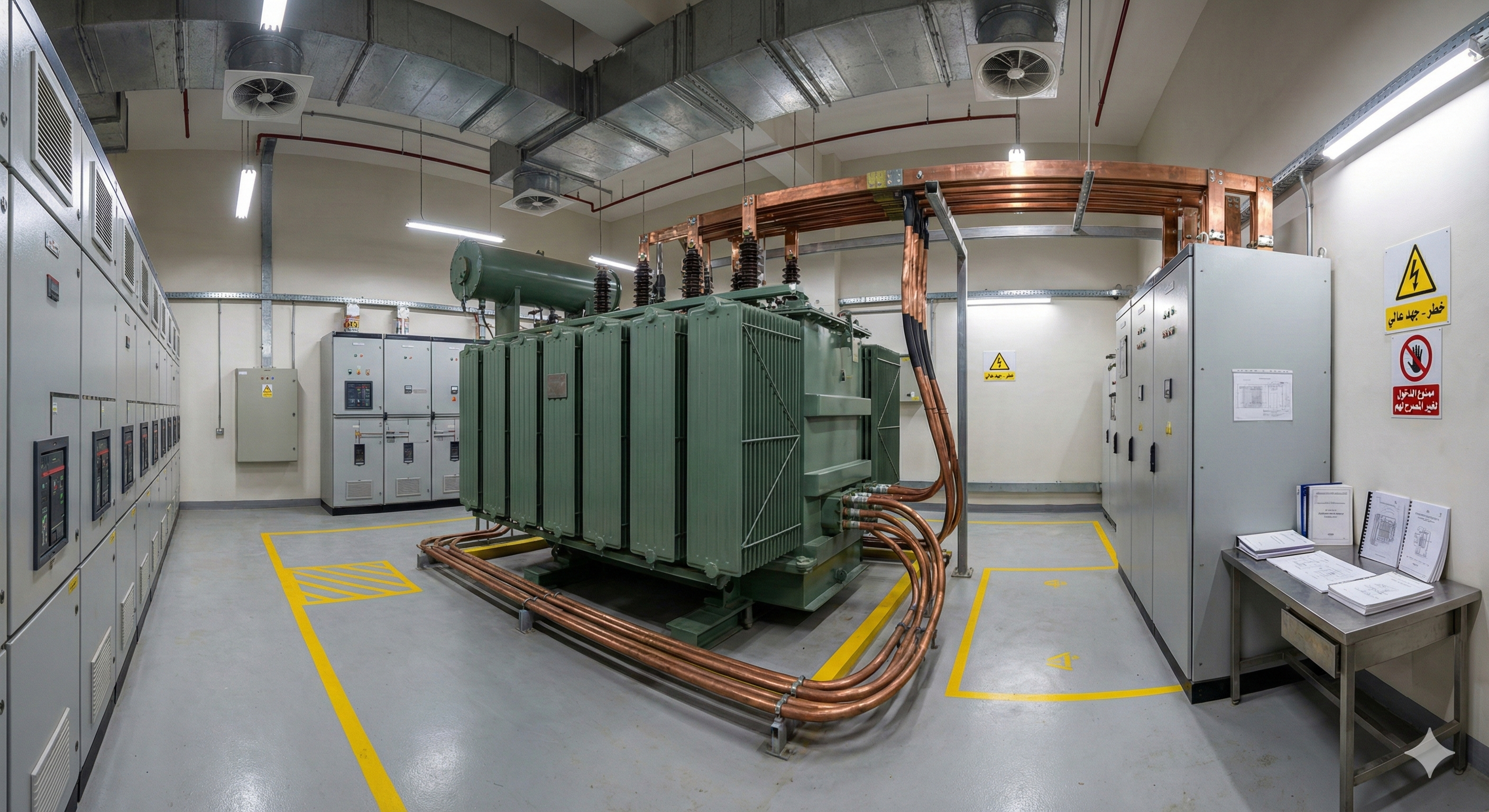 Inside the electrical transformer room