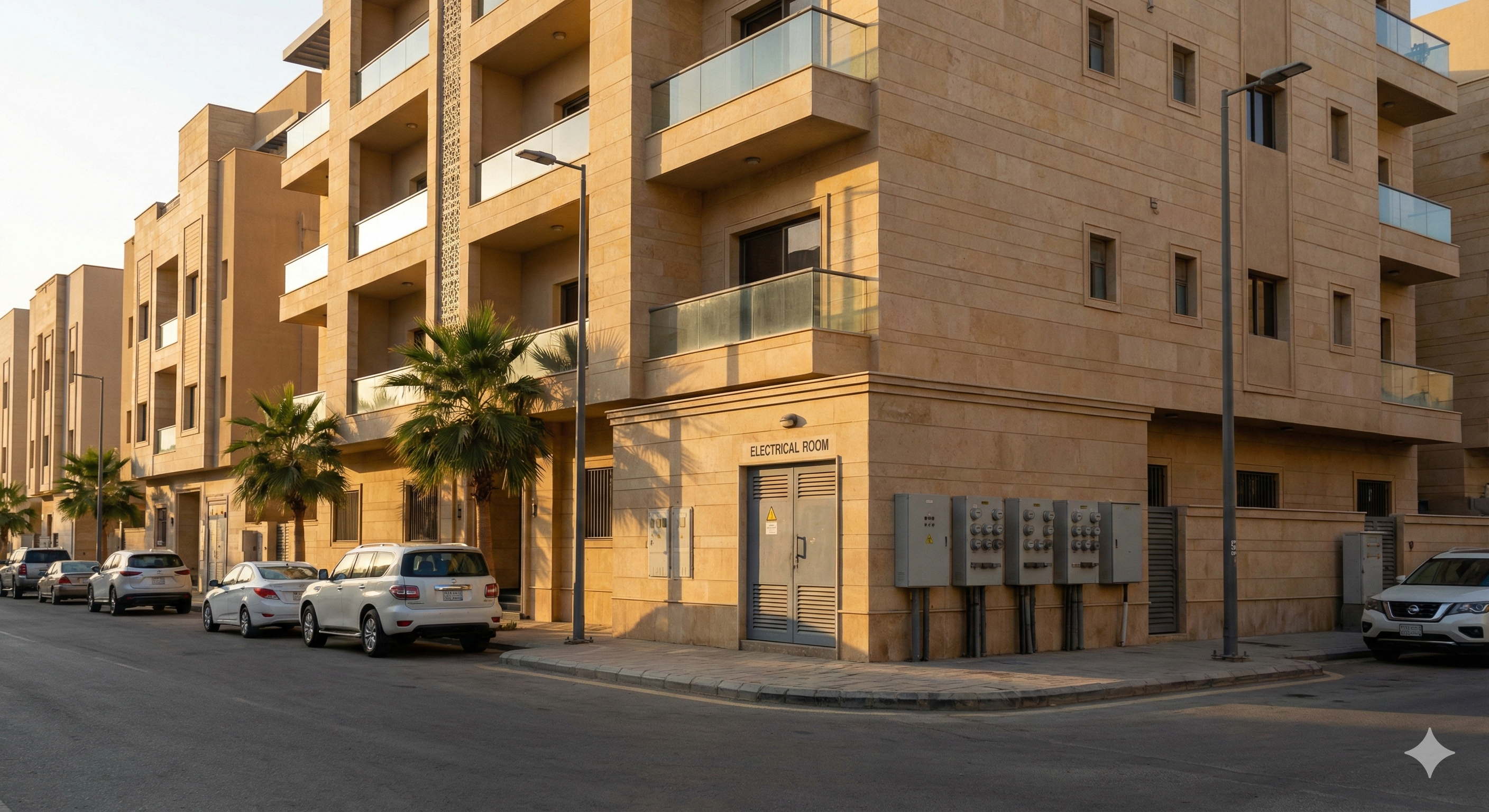 Residential building with electricity room