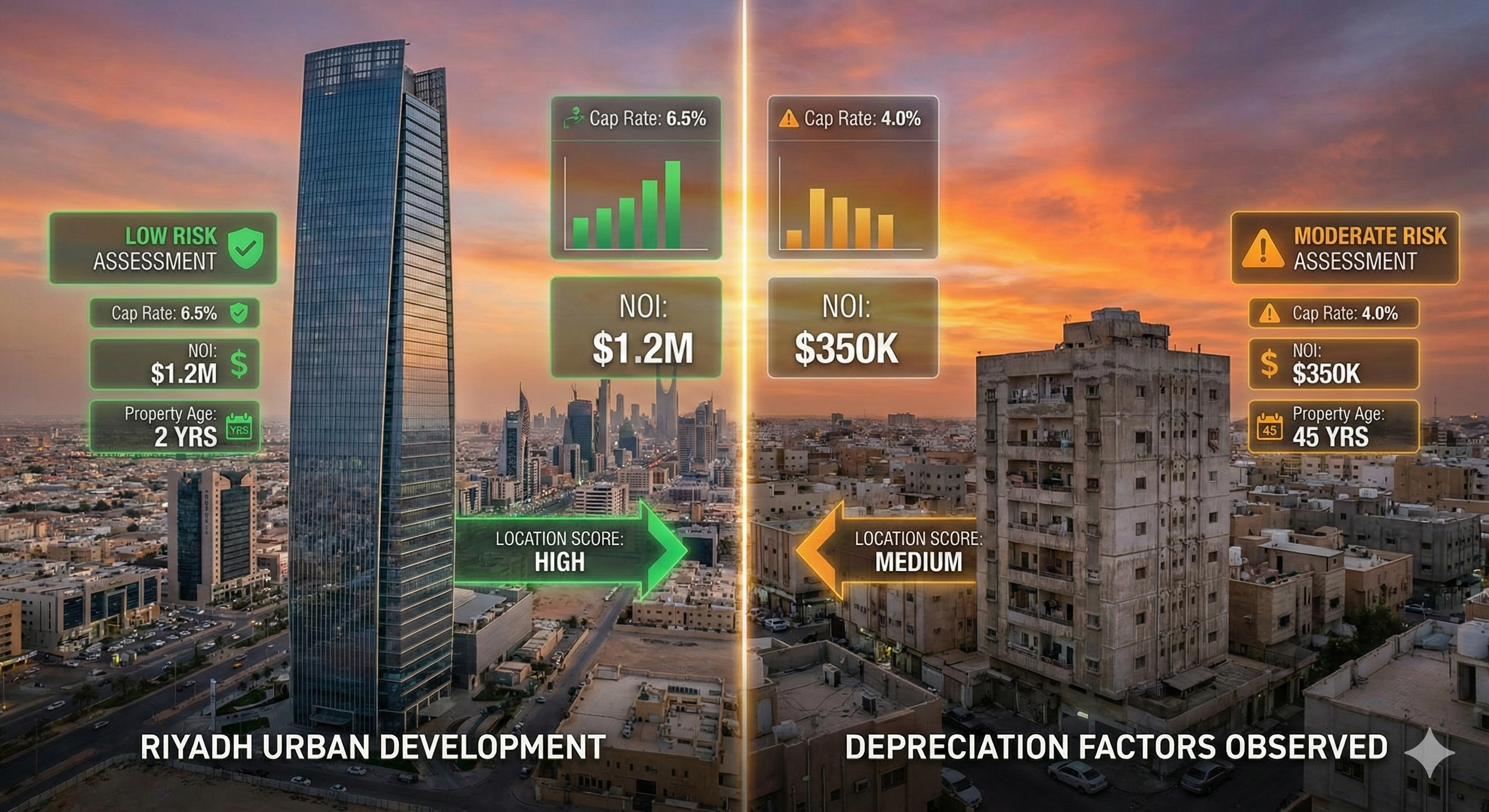 Comparison between properties and risk ratios