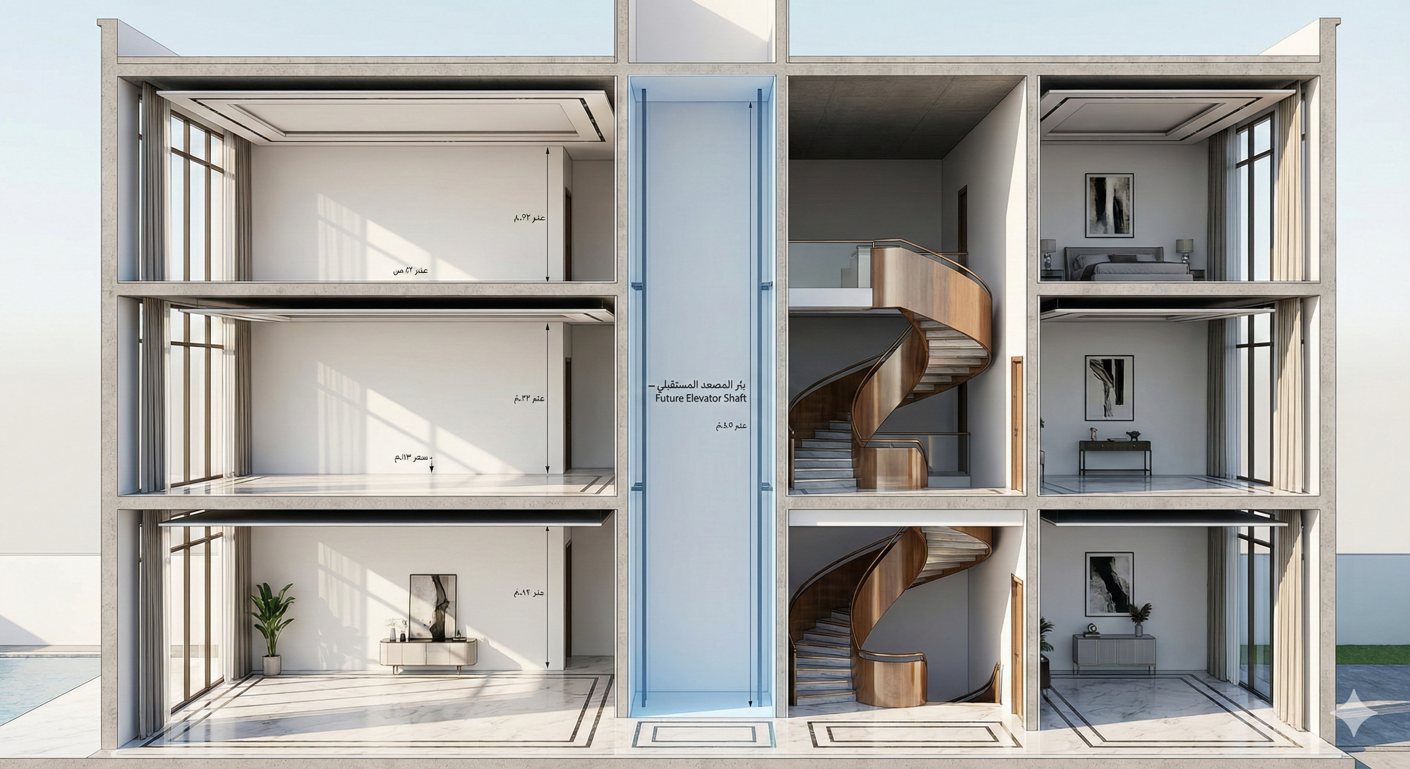 Elevator shaft and pre-planning in home design