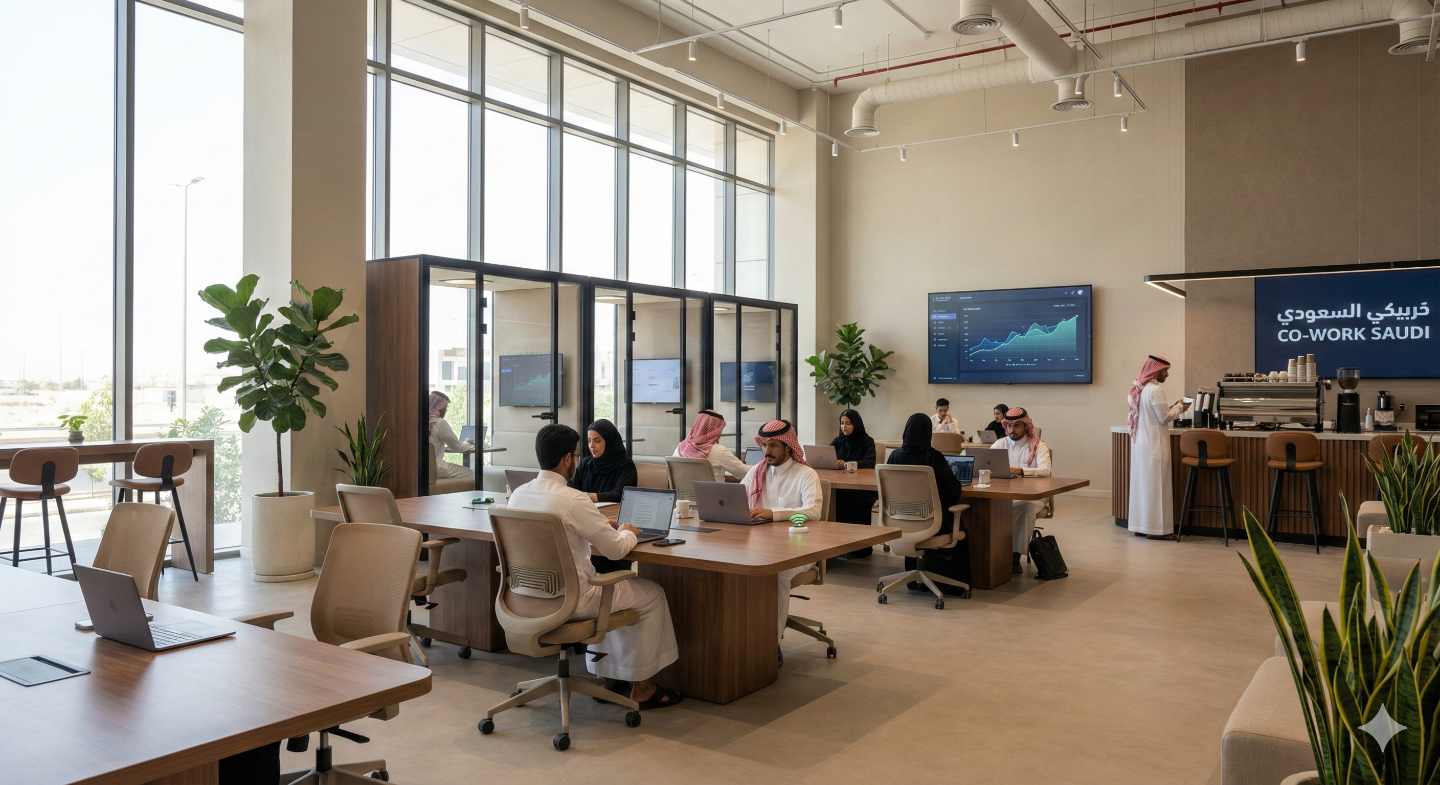 Coworking space in co-living buildings