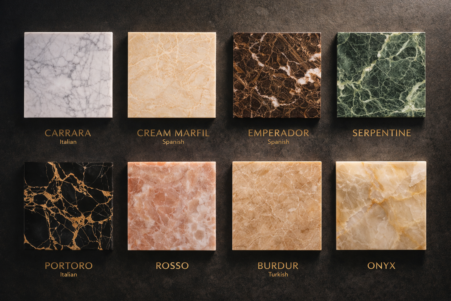Types of world marble and their different colors