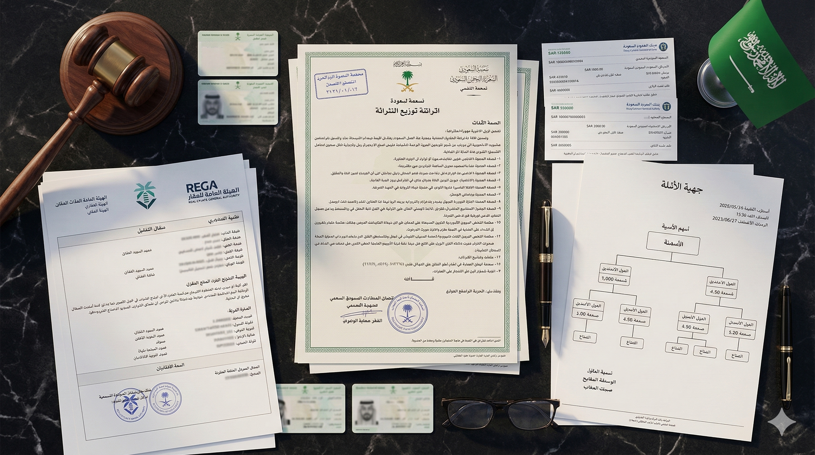 توزيع حصيلة المزاد وقسمة التركة بين الورثة