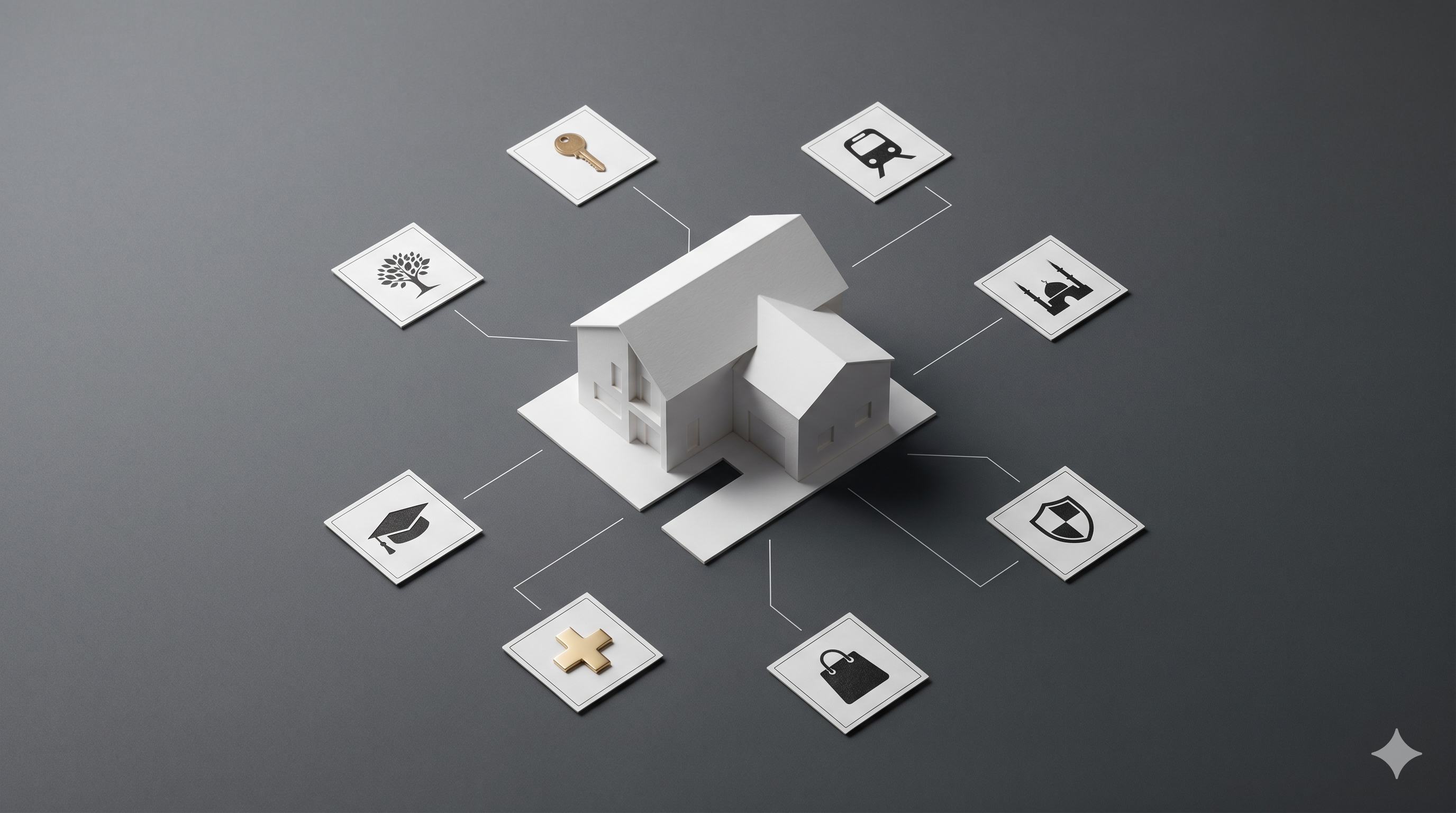 A wave made of rising then breaking buildings representing real estate market cycles