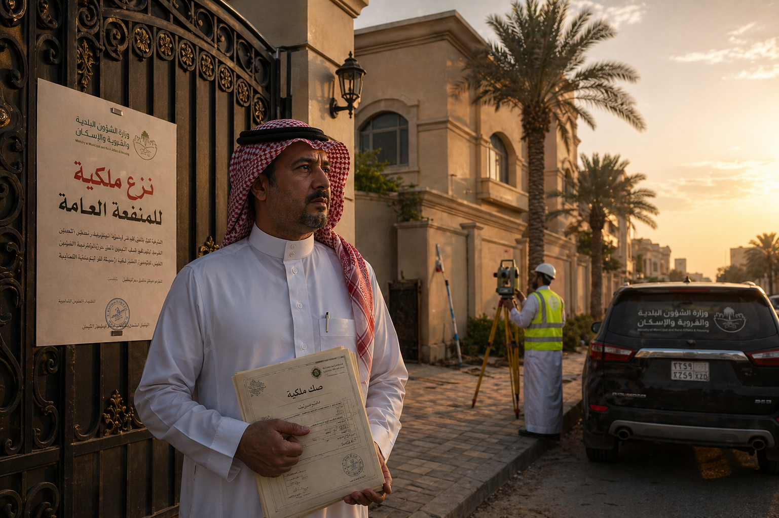 مالك سعودي يقف أمام عقاره مع قرار نزع الملكية