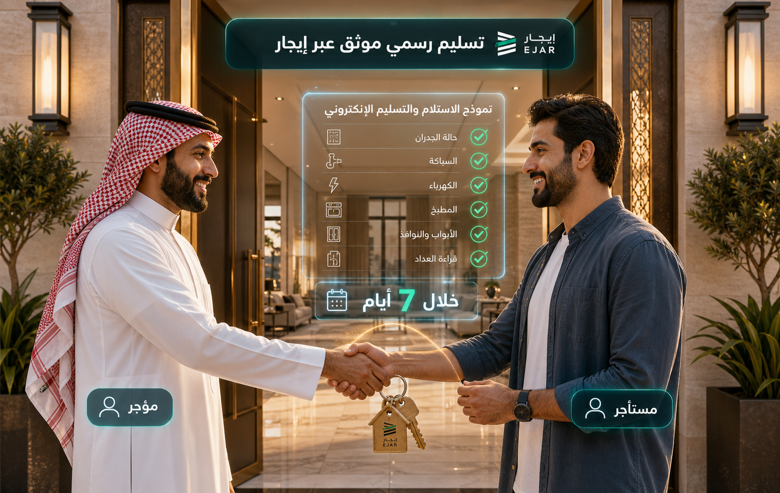 Electronic handover and receipt service via Ejar