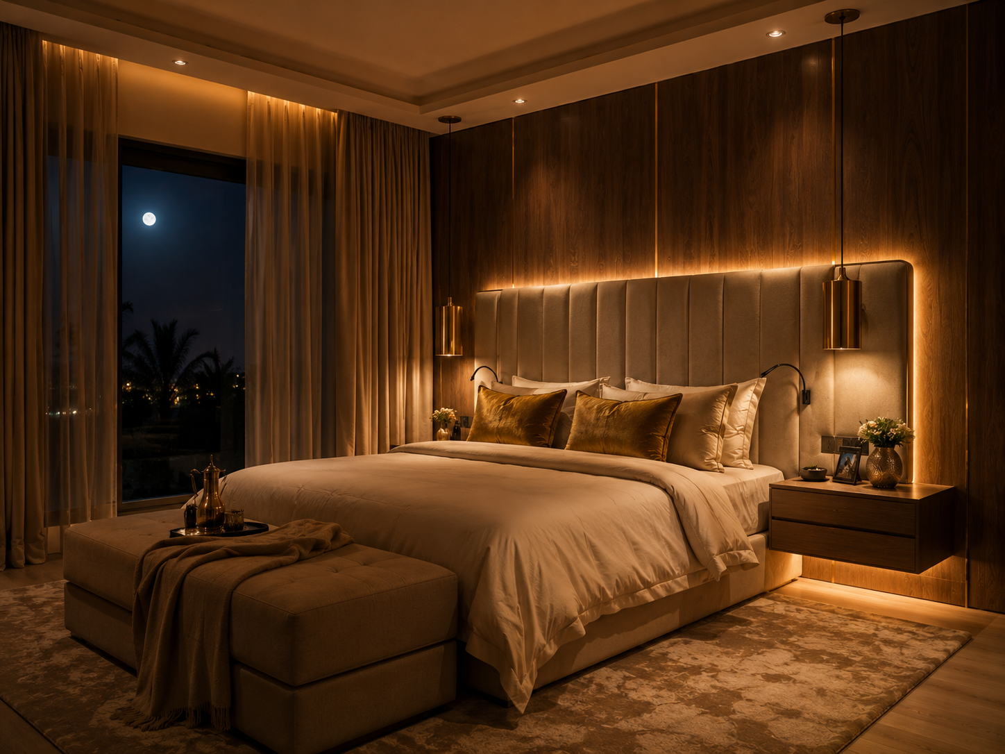 Luxury bedroom lighting - master bedroom with calm comfortable lighting