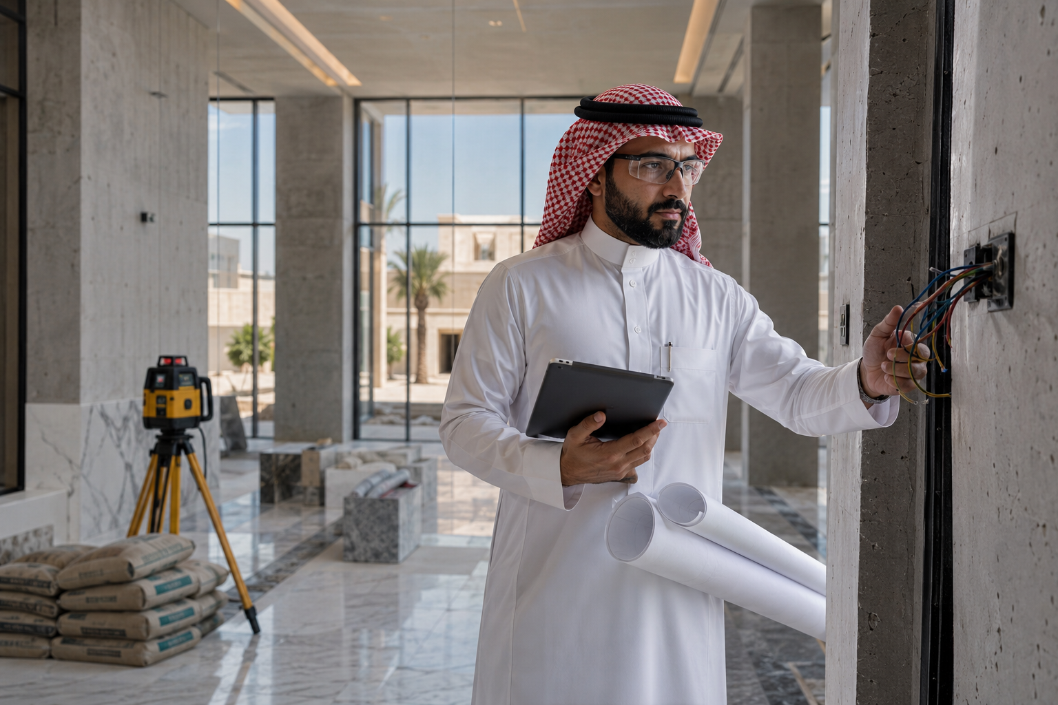 مهندس معتمد يفحص العقار لاستخراج شهادة إتمام البناء