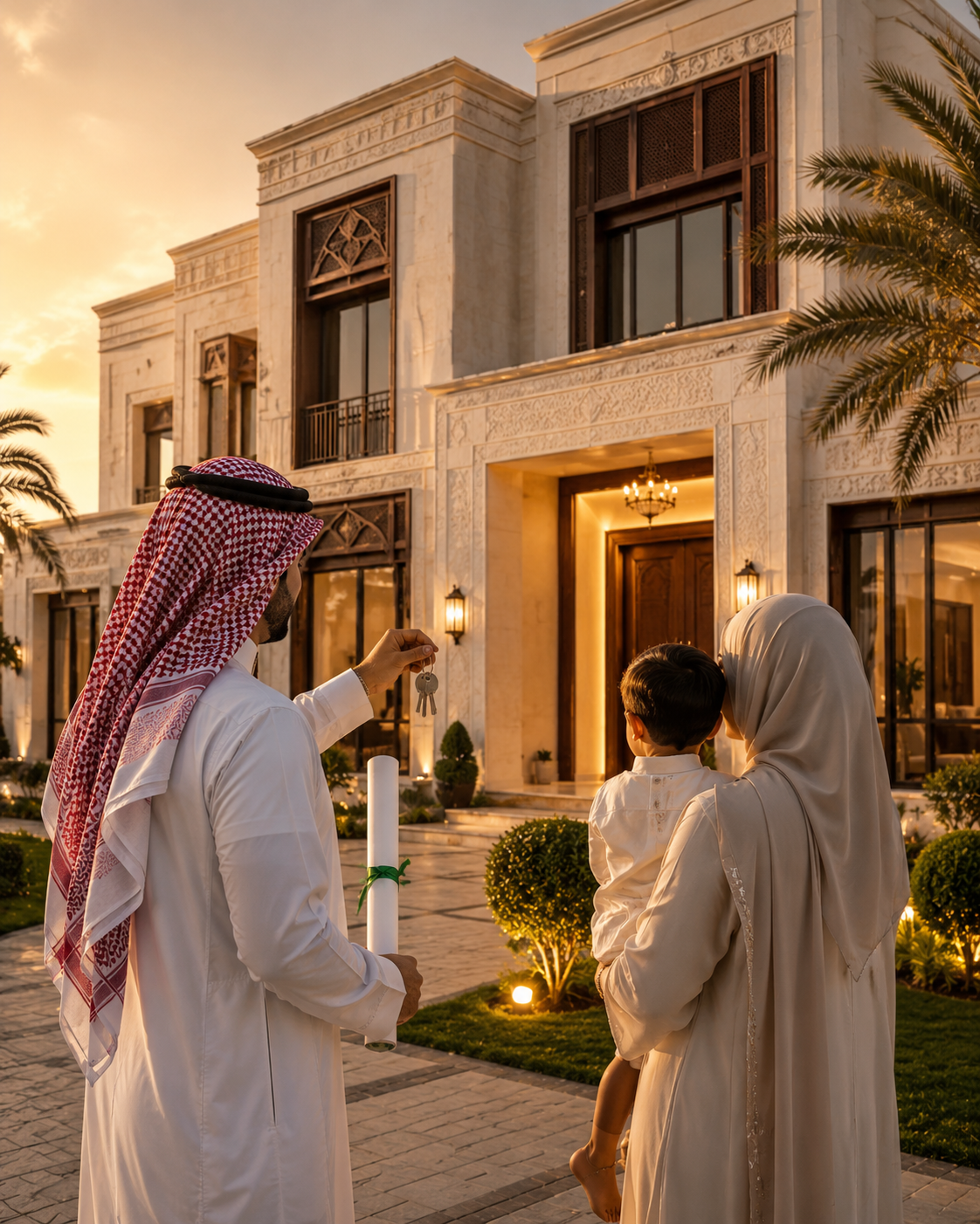 عائلة سعودية تستلم مفاتيح عقارها بعد استخراج شهادة إتمام البناء