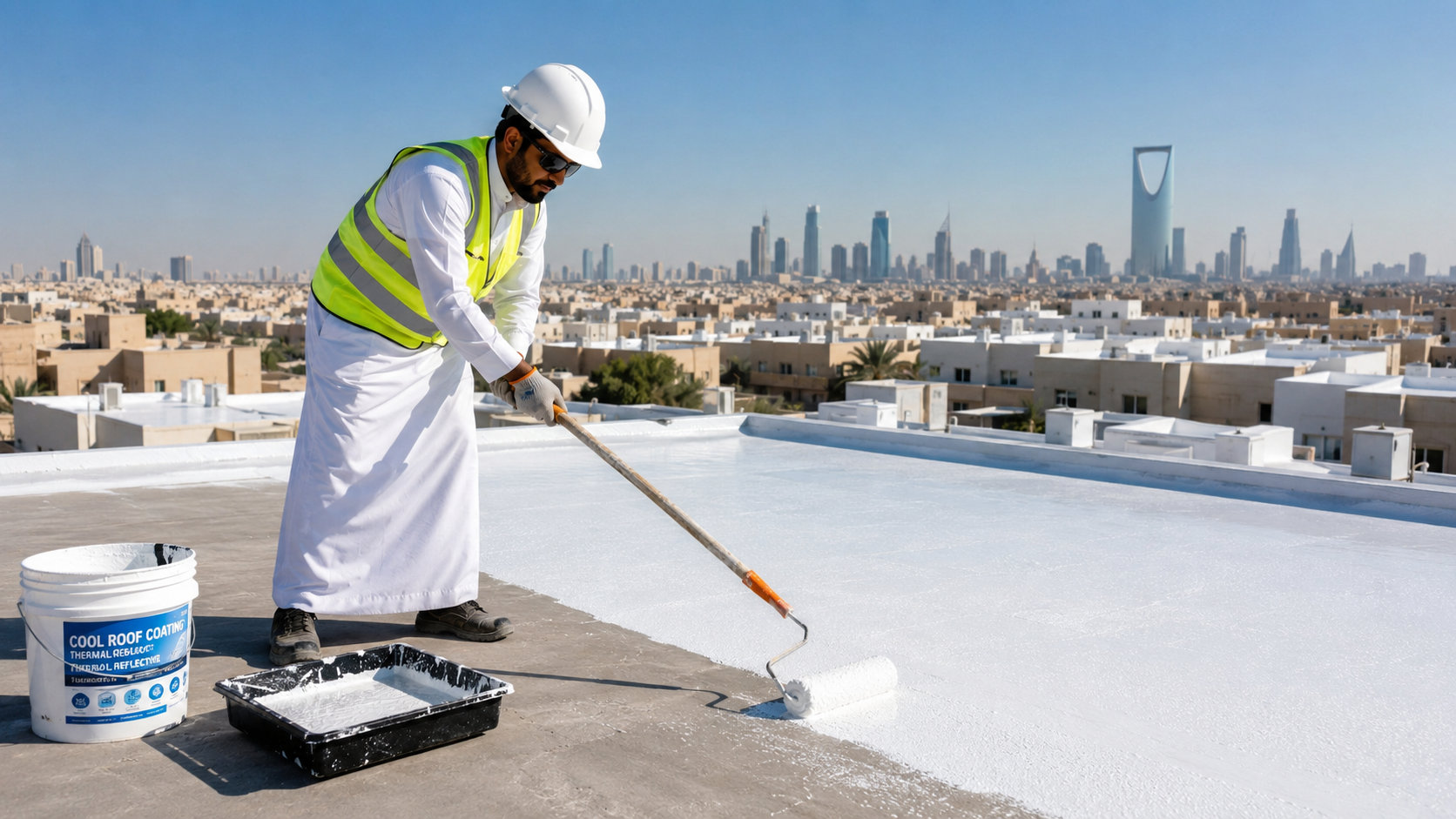 Super Cool Materials technology on building rooftops