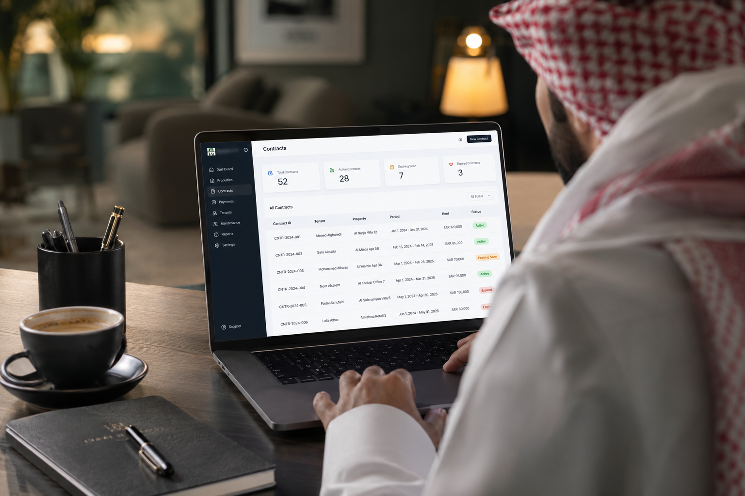 Tracking rental contracts from the personal profile