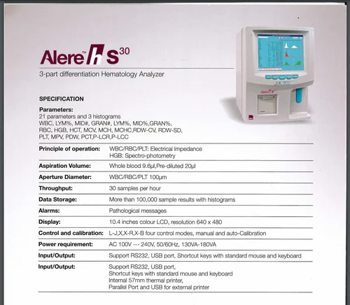 Abbott Alere HS30 Three part Hematology Analyser.