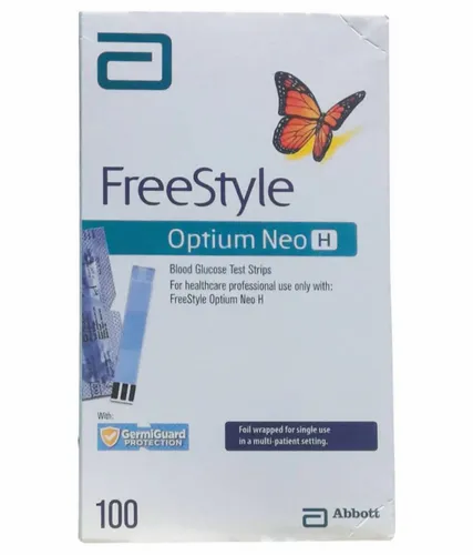 Plastic Freestyle Optium Neo H Blood Glucose Test Strips, 30 mIU/mL