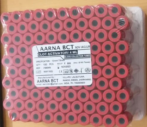 CLOT ACTIVATOR - 4 ML - NON VACCUM
BLOOD COLLECTION TUBES