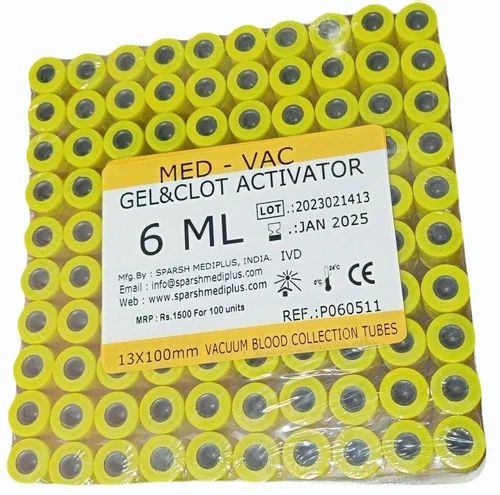 Glass Yellow 6ml Gel And Clot Activator Tube