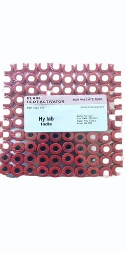 Plastic Plain Clot Activator Tube, 4 ml