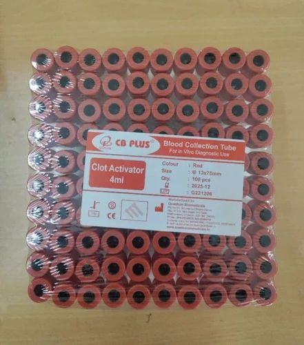 Plastic Red 4ml Clot Activator Blood Collection Tube