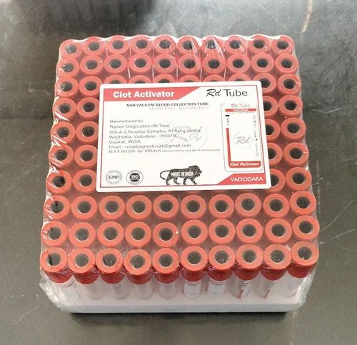 Red (cap Color ) Clot Activator Non Vacuum Blood Collection Tube, 4ml
