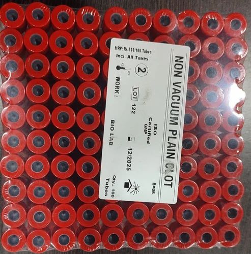 Plastic Red Non Vacuum Plain Clot Activator Tube, 2ml