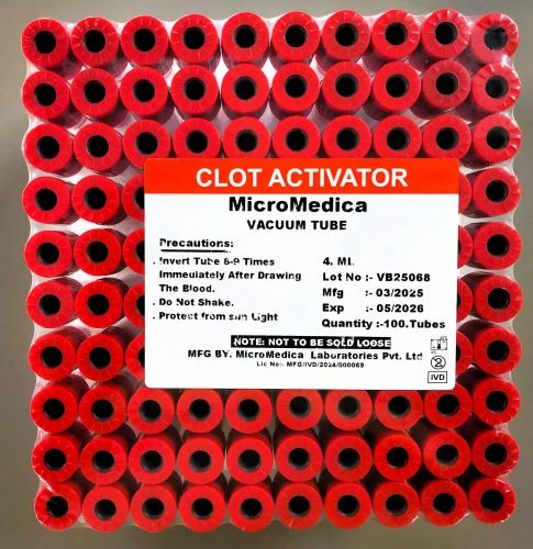 Vacuum Blood Collection Tube Clot Activator Red Top 4 ML, PET