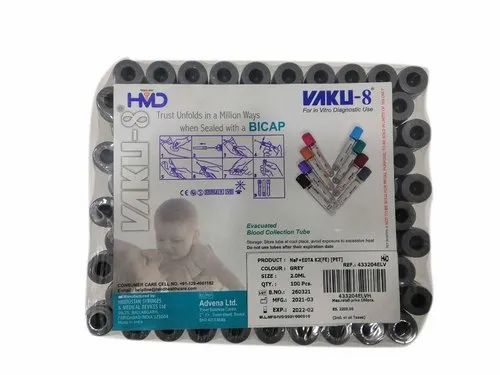 Flouride Evacuated Blood Collection Tube, Size: 2.0ml