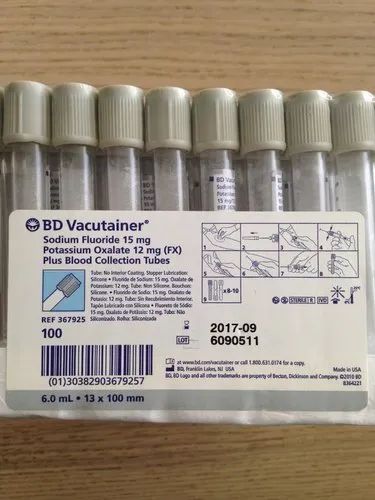 Glass Transparent BD Vaccutainer Sodium Fluoride Tubes